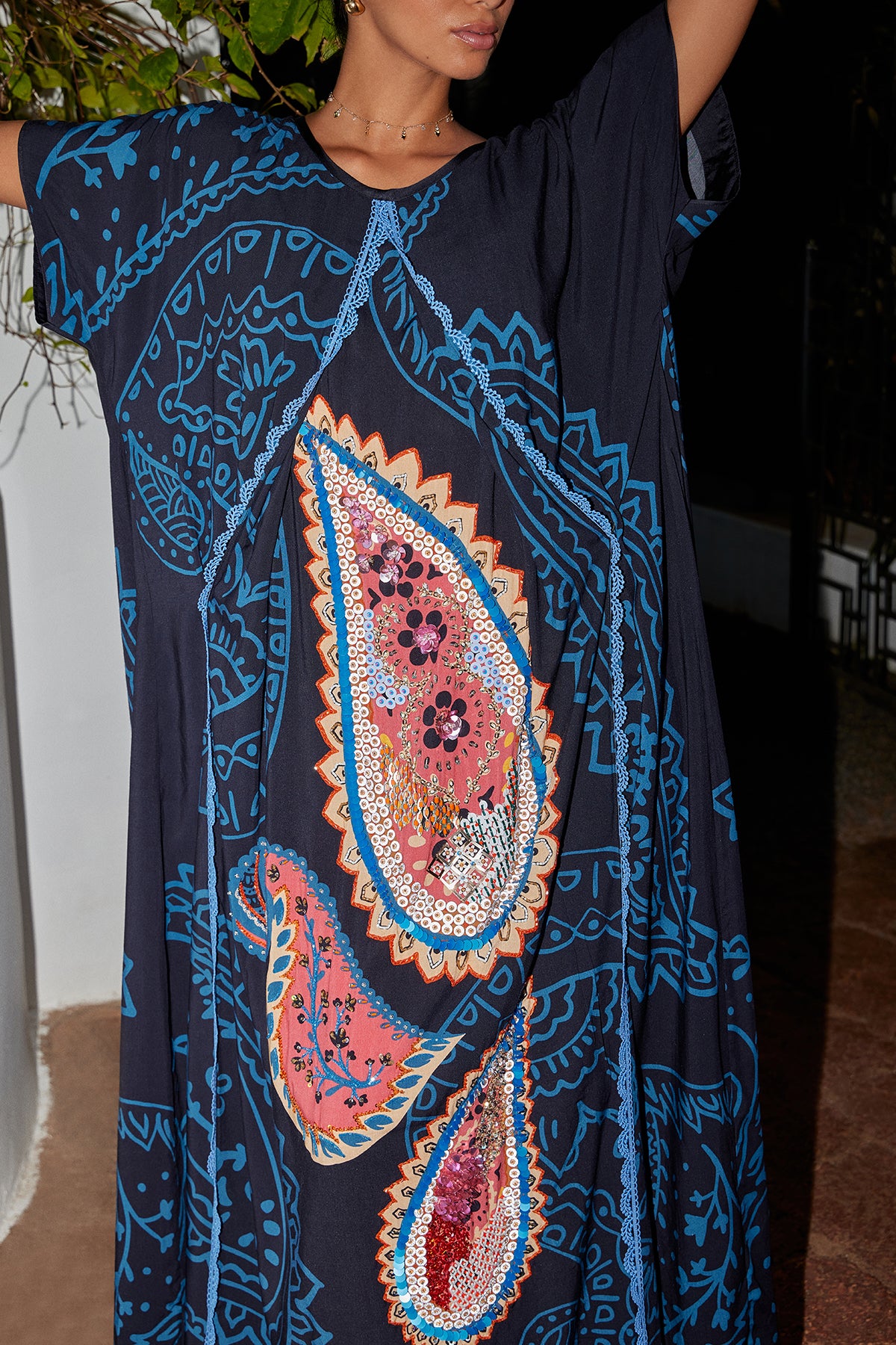 Hand Beaded Draped Kaftan