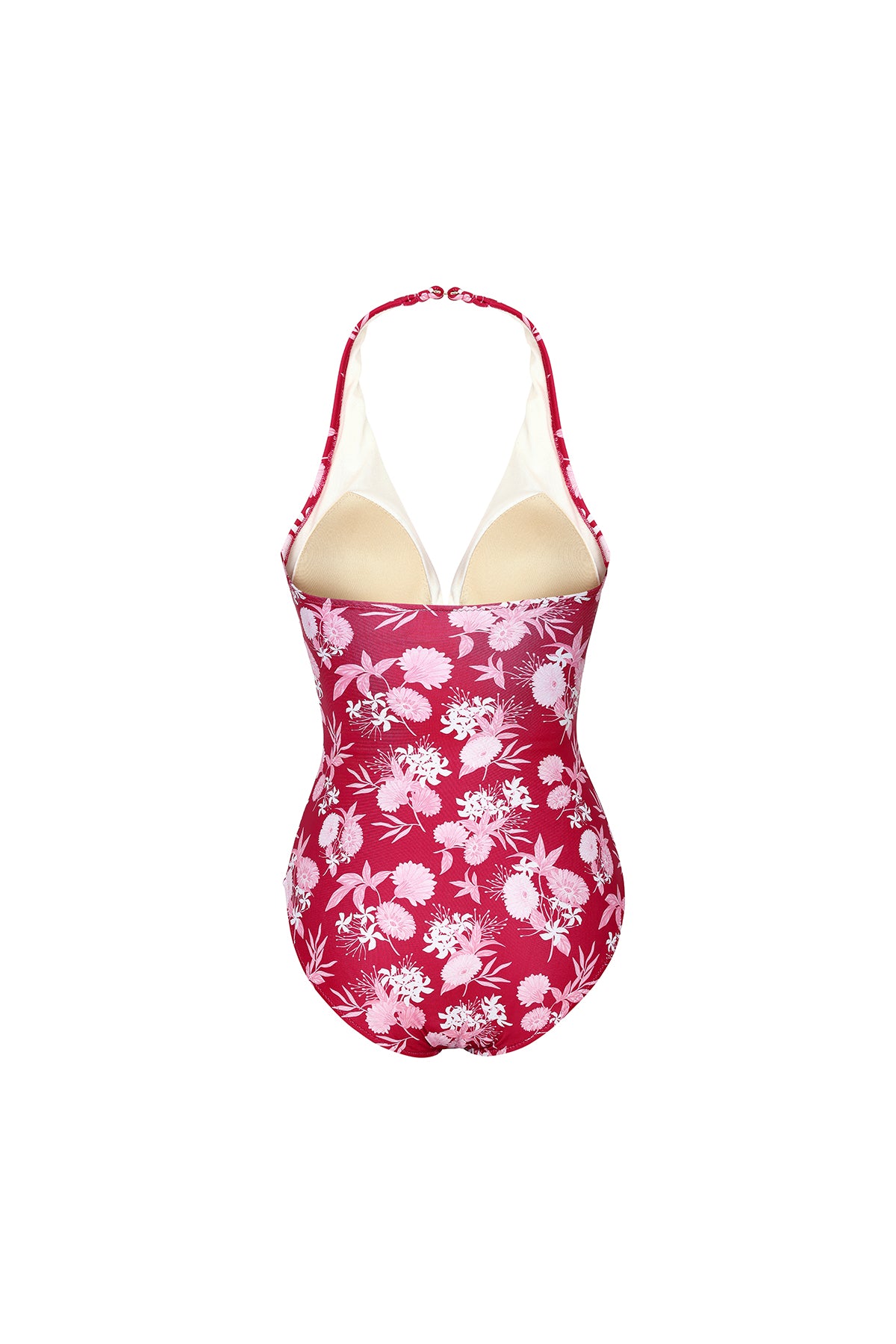 red floral swimsuit