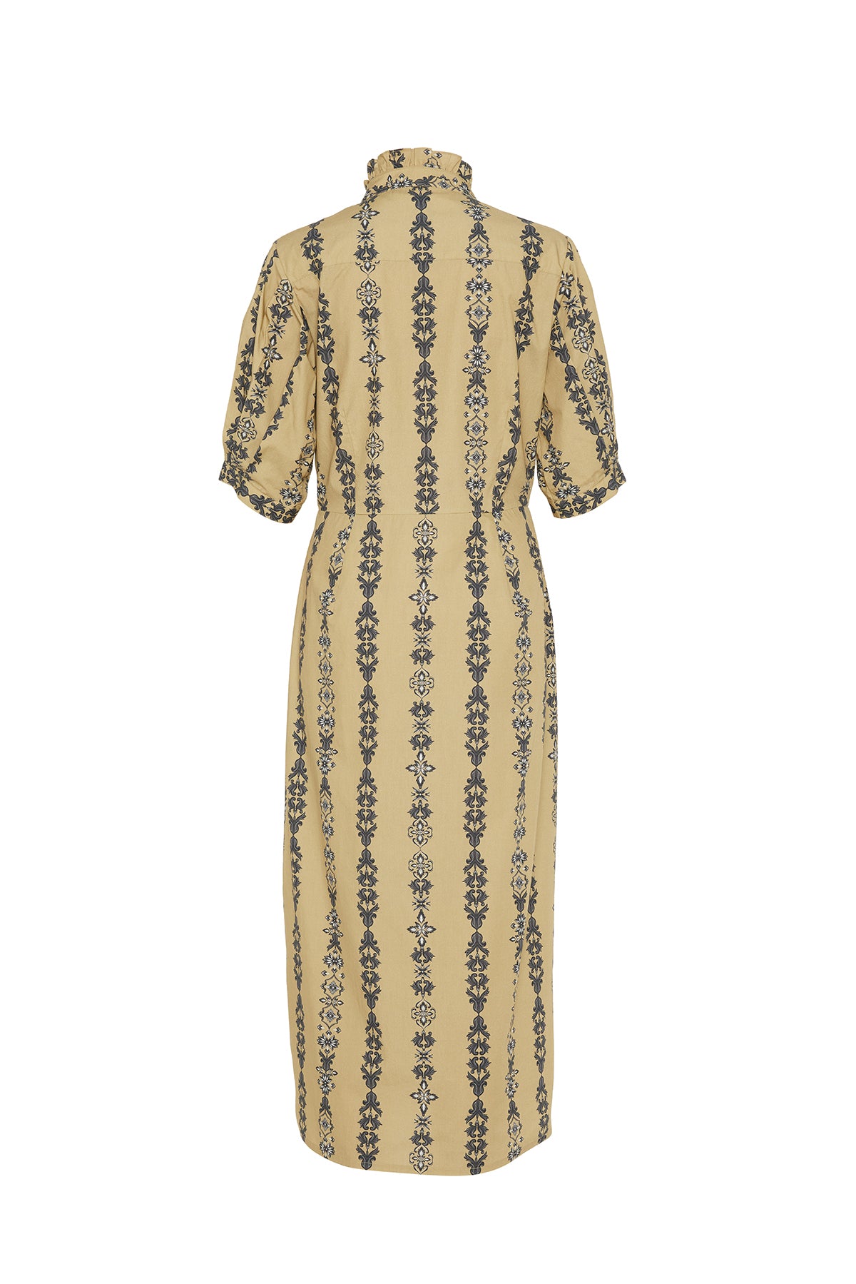 beige and charcoal midi dress