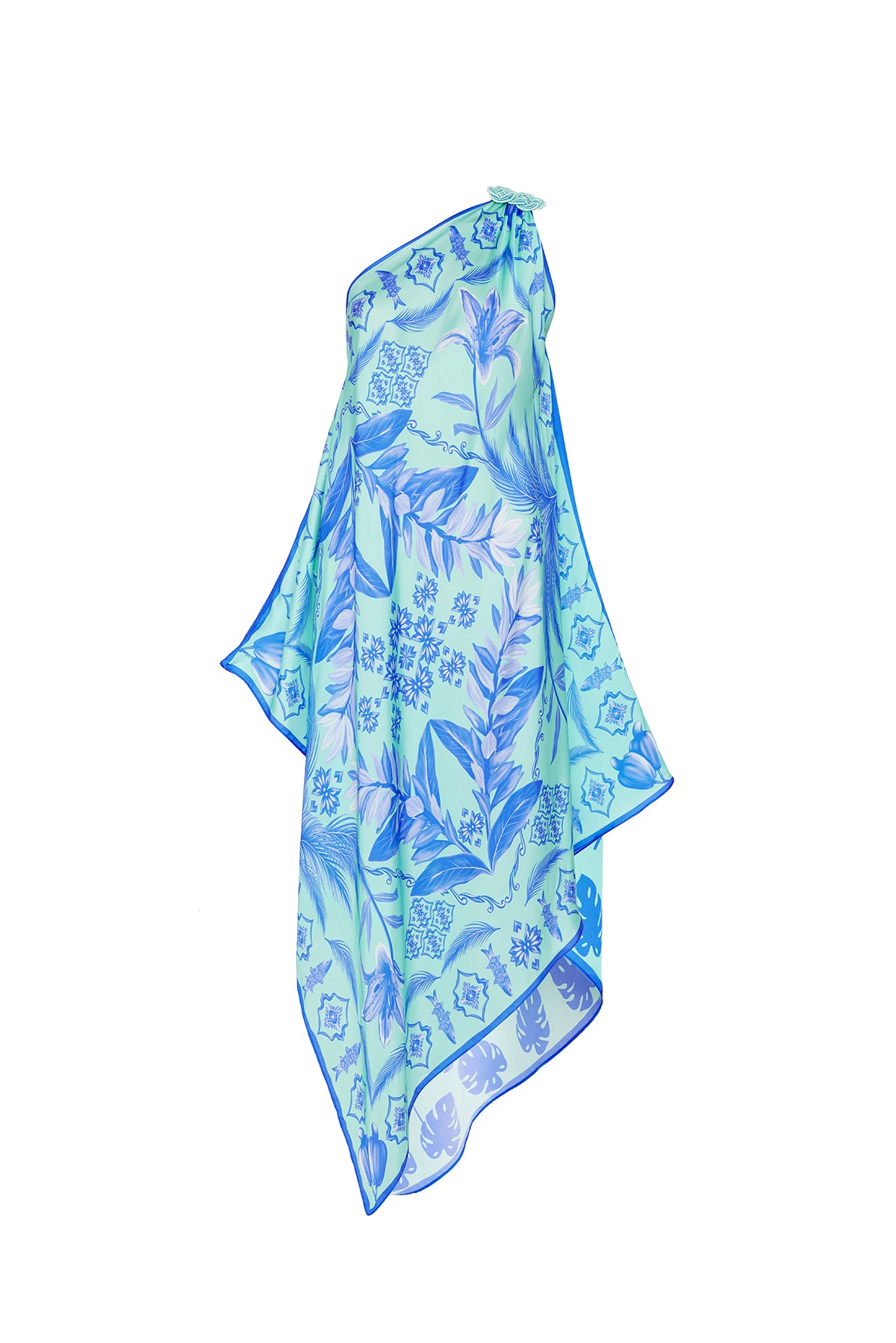 aqua printed scarf dress