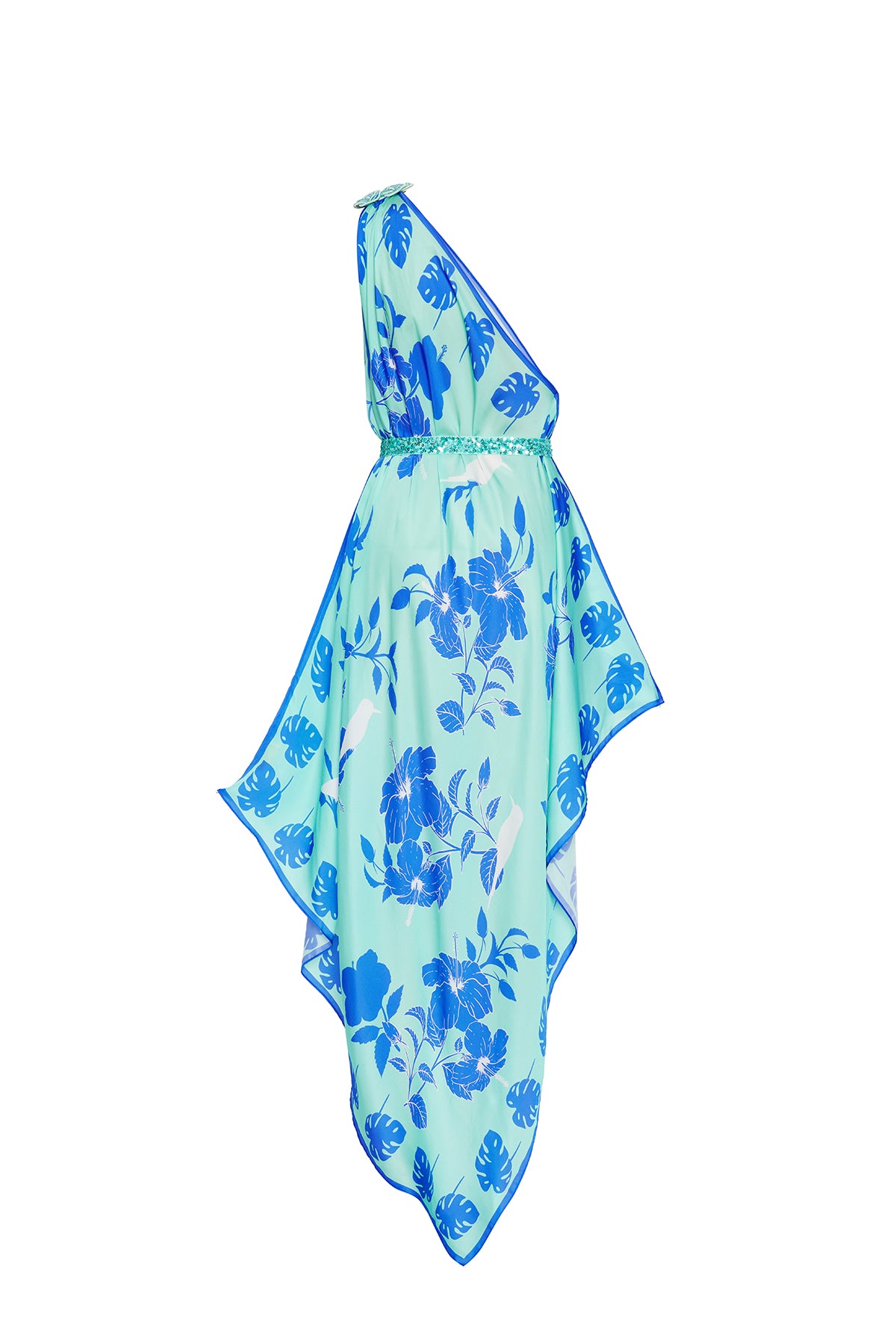 aqua printed scarf dress