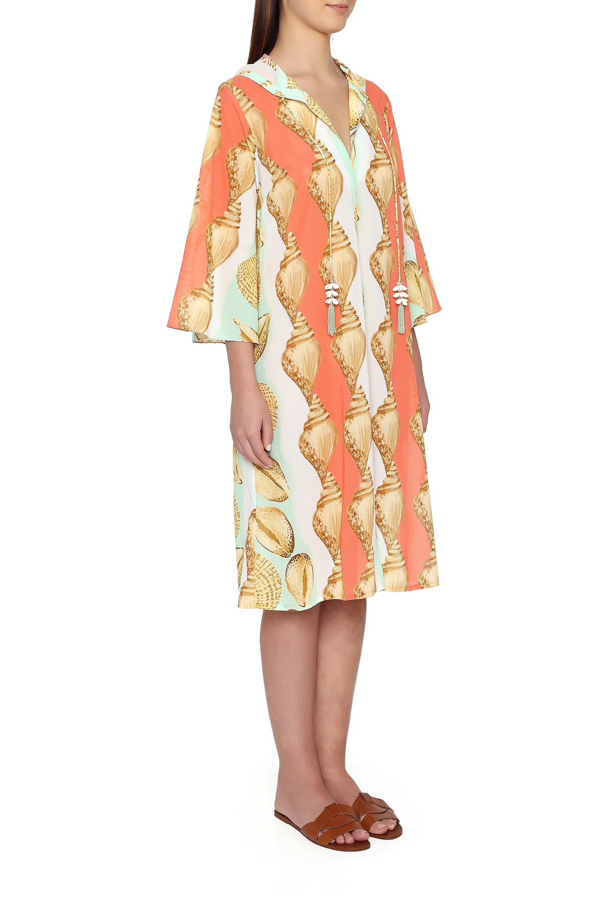 coral and celadon shells hoodie