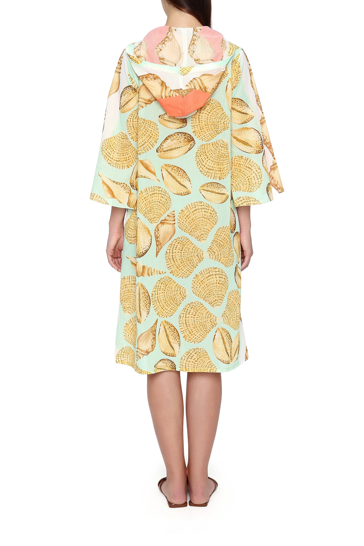 coral and celadon shells hoodie