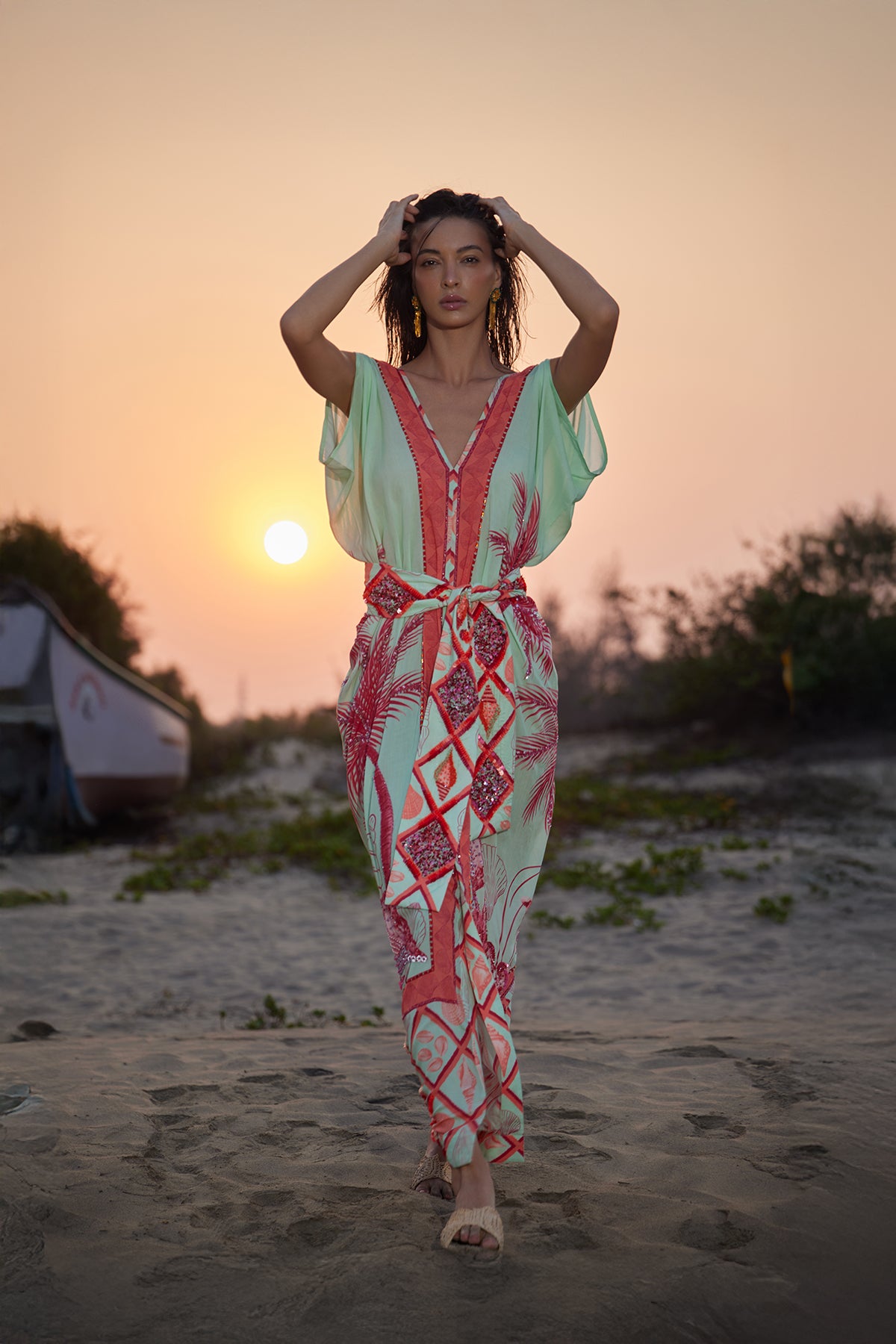Eos Kaftan Dress- Coral Pink