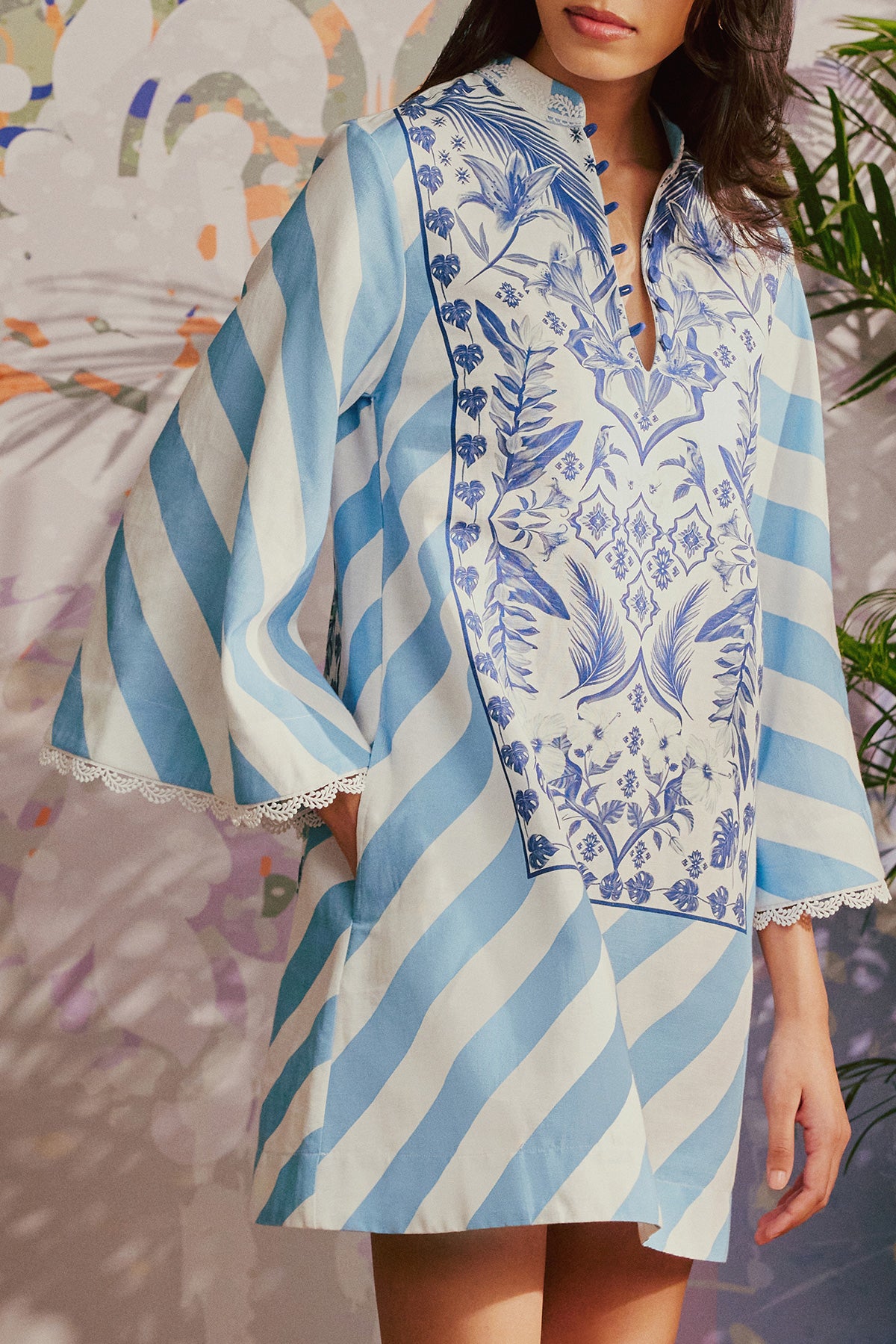 Blue Palm Mini Kaftan