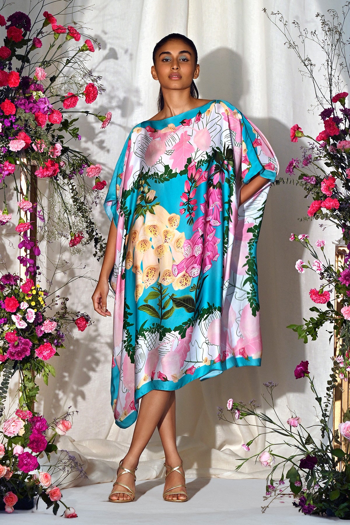 aqua foxgloves dress