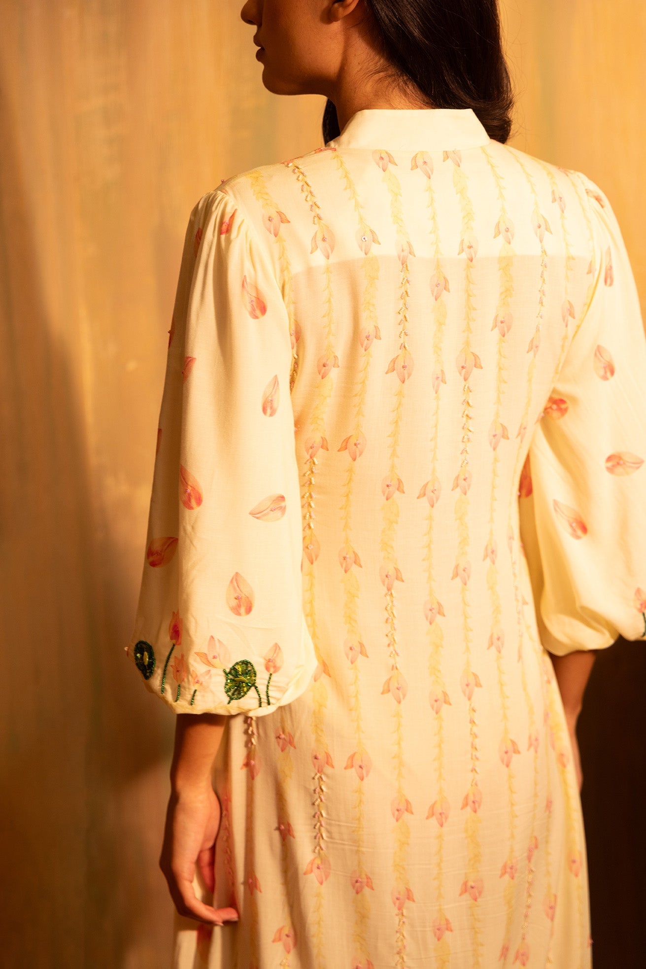 Hand Beaded Blooming Lotus Midi Dress