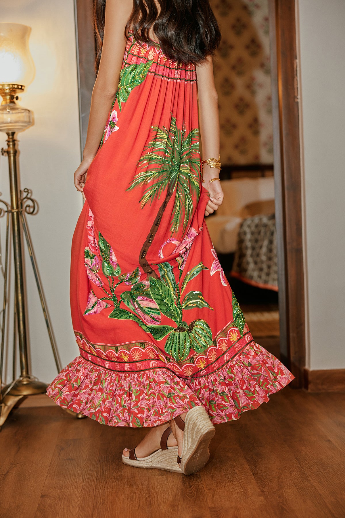 Hand Beaded Verandah Halter Maxi