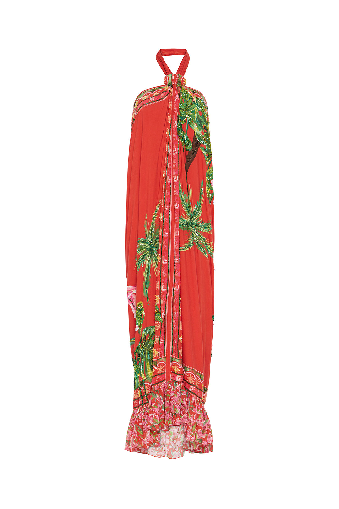 Hand Beaded Verandah Halter Maxi