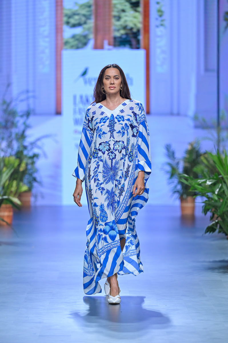 Hand Beaded Azulejos Kaftan