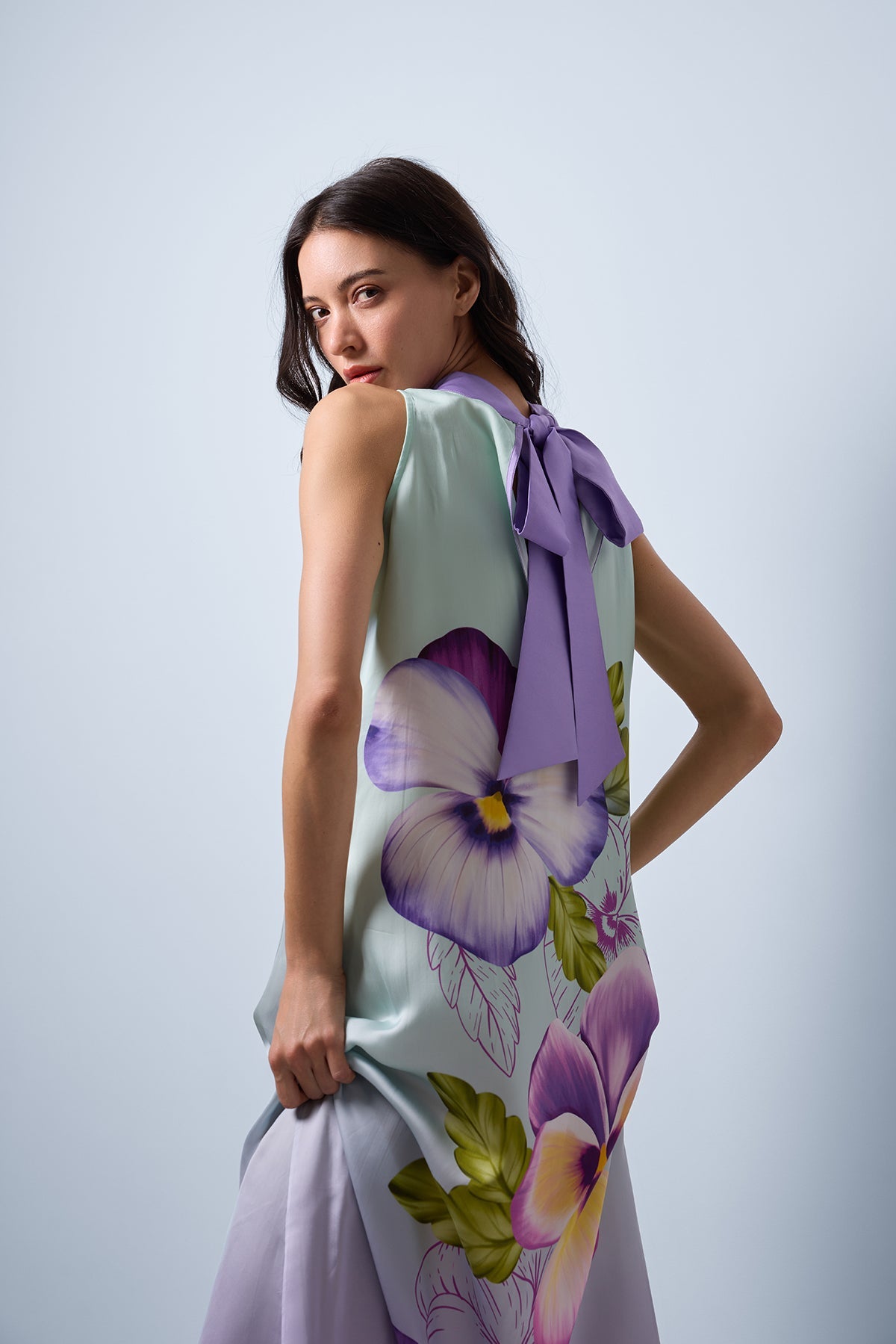 Tie-back Ombre Floral Dress