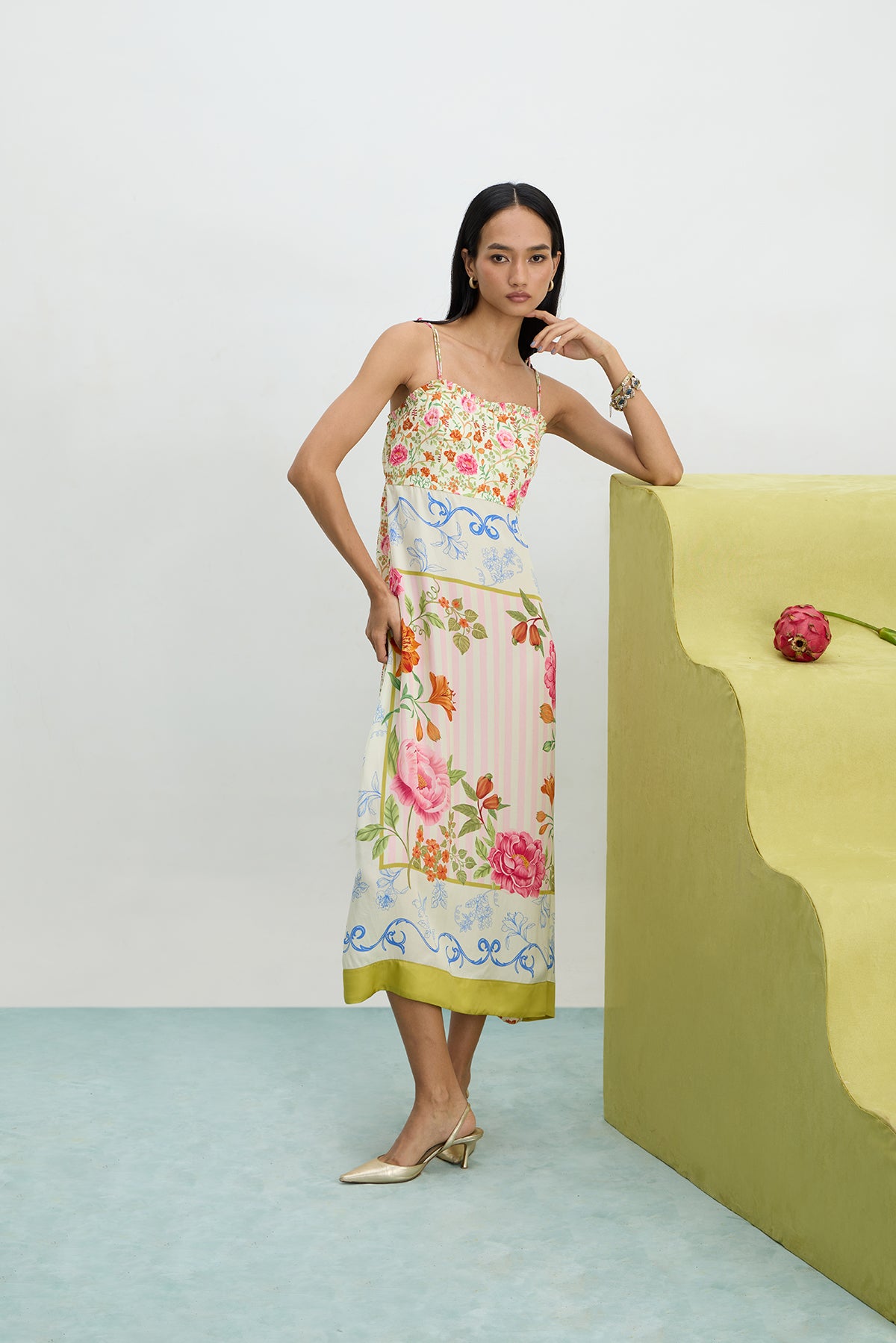 Bandeau Silk Midi Dress