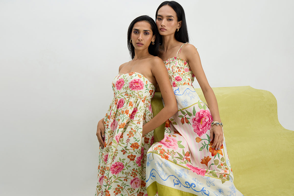Bandeau Silk Midi Dress