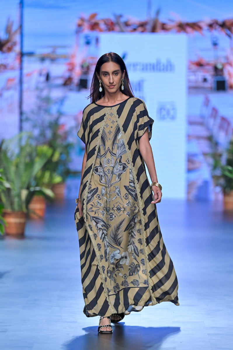 Hand Embroidered Draped Kaftan Dress