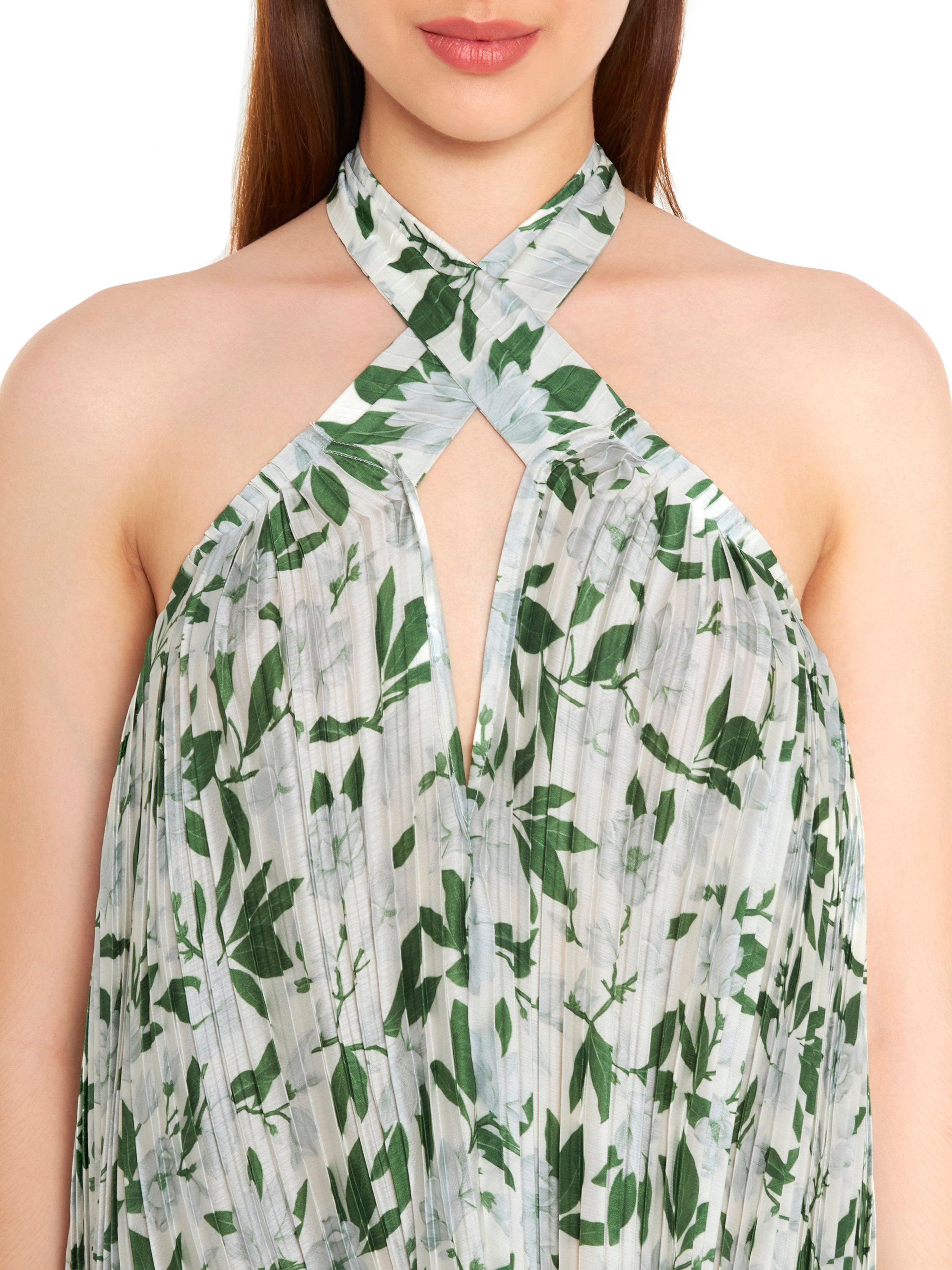 Cross Front Plisse Gown