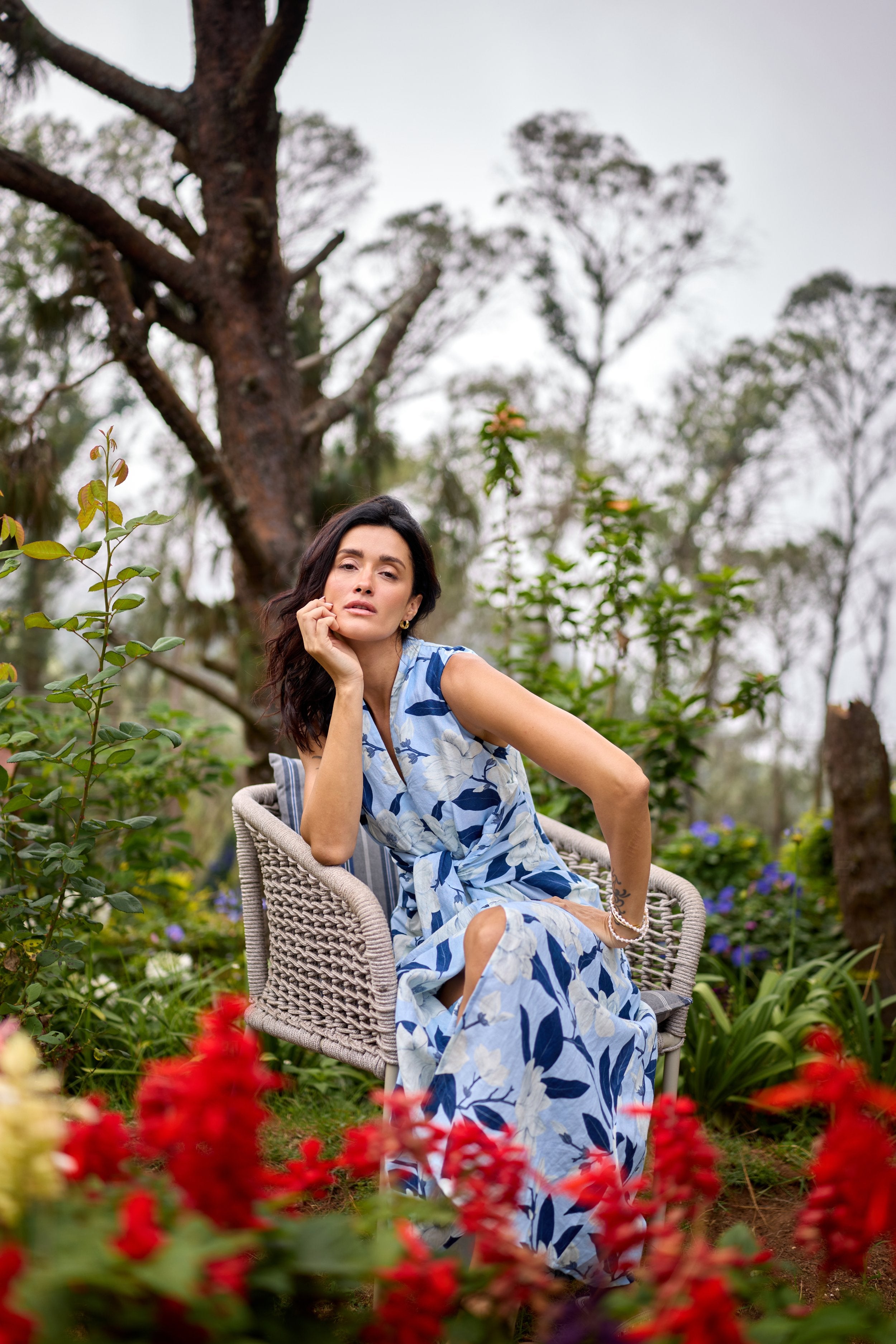 Hand Draped Linen Day Dress