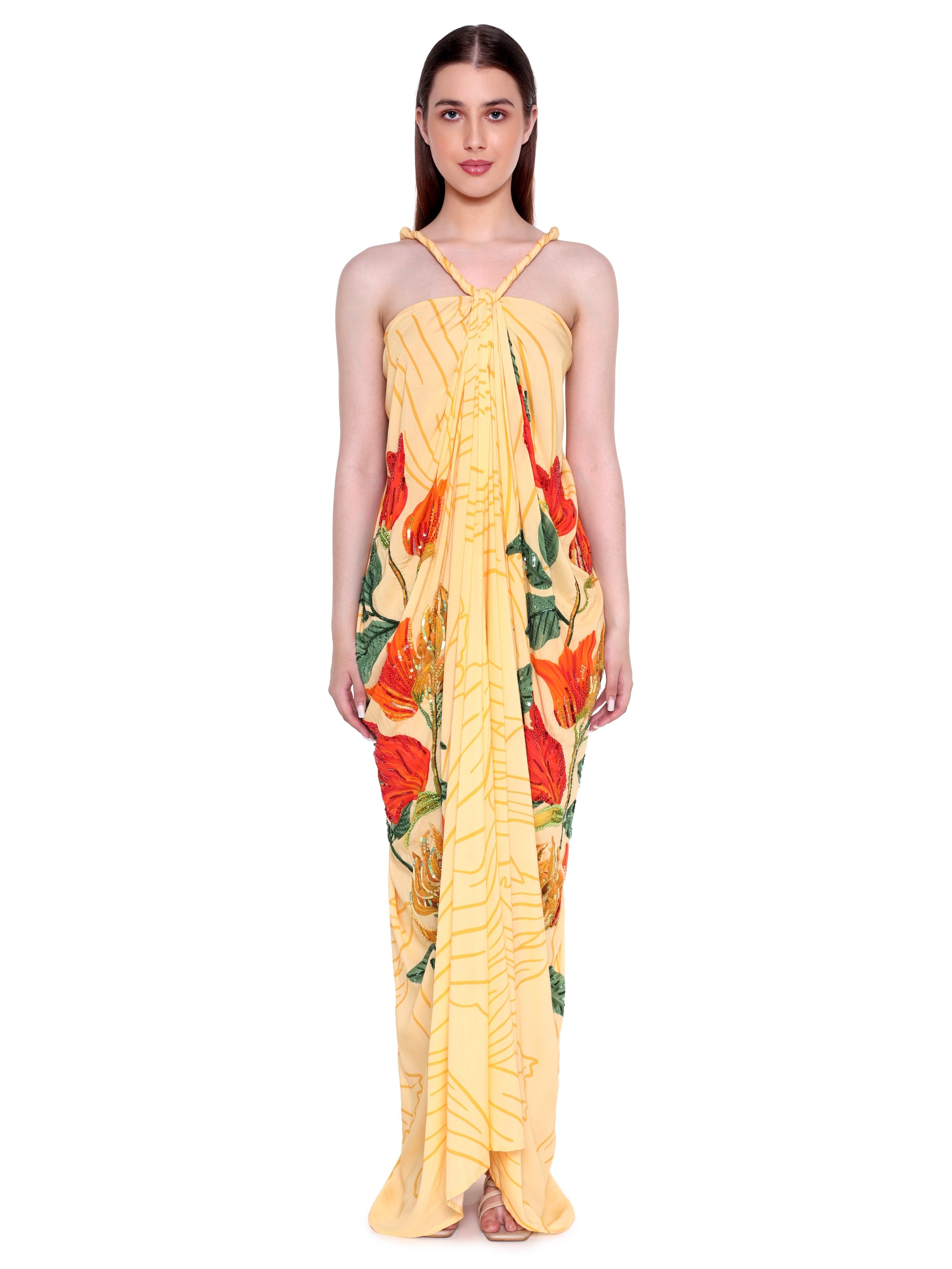 Hand Beaded Tulip Twisted Maxi