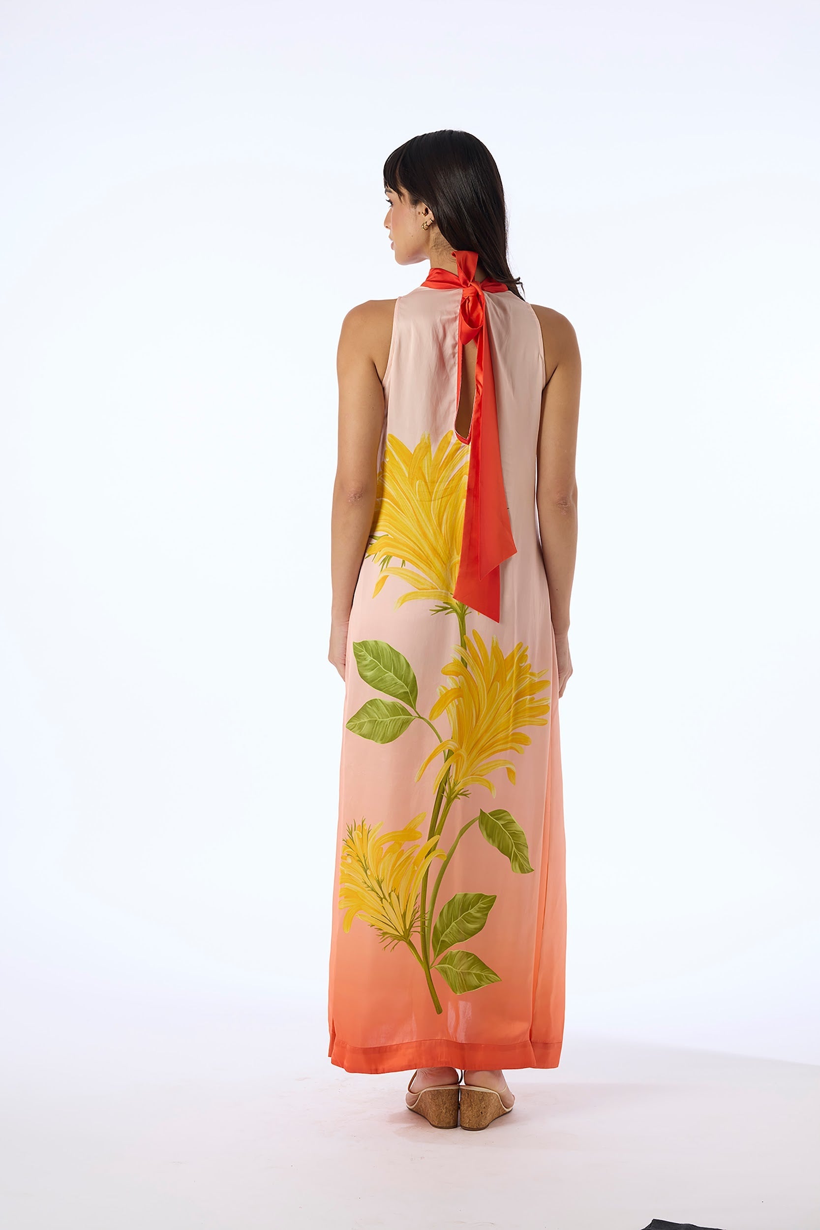 Tie-back Ombre Floral Dress