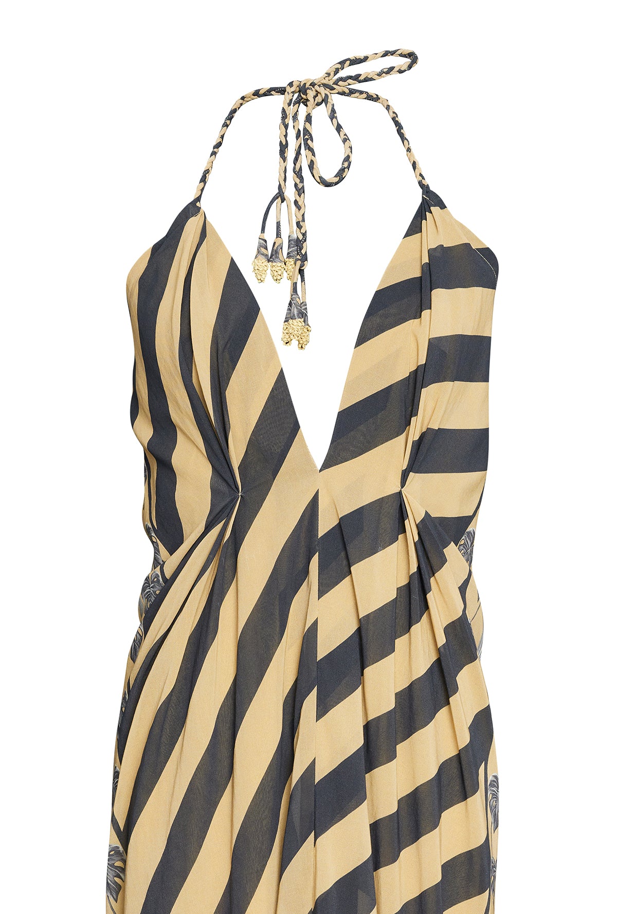 beige and charcoal stripe dress
