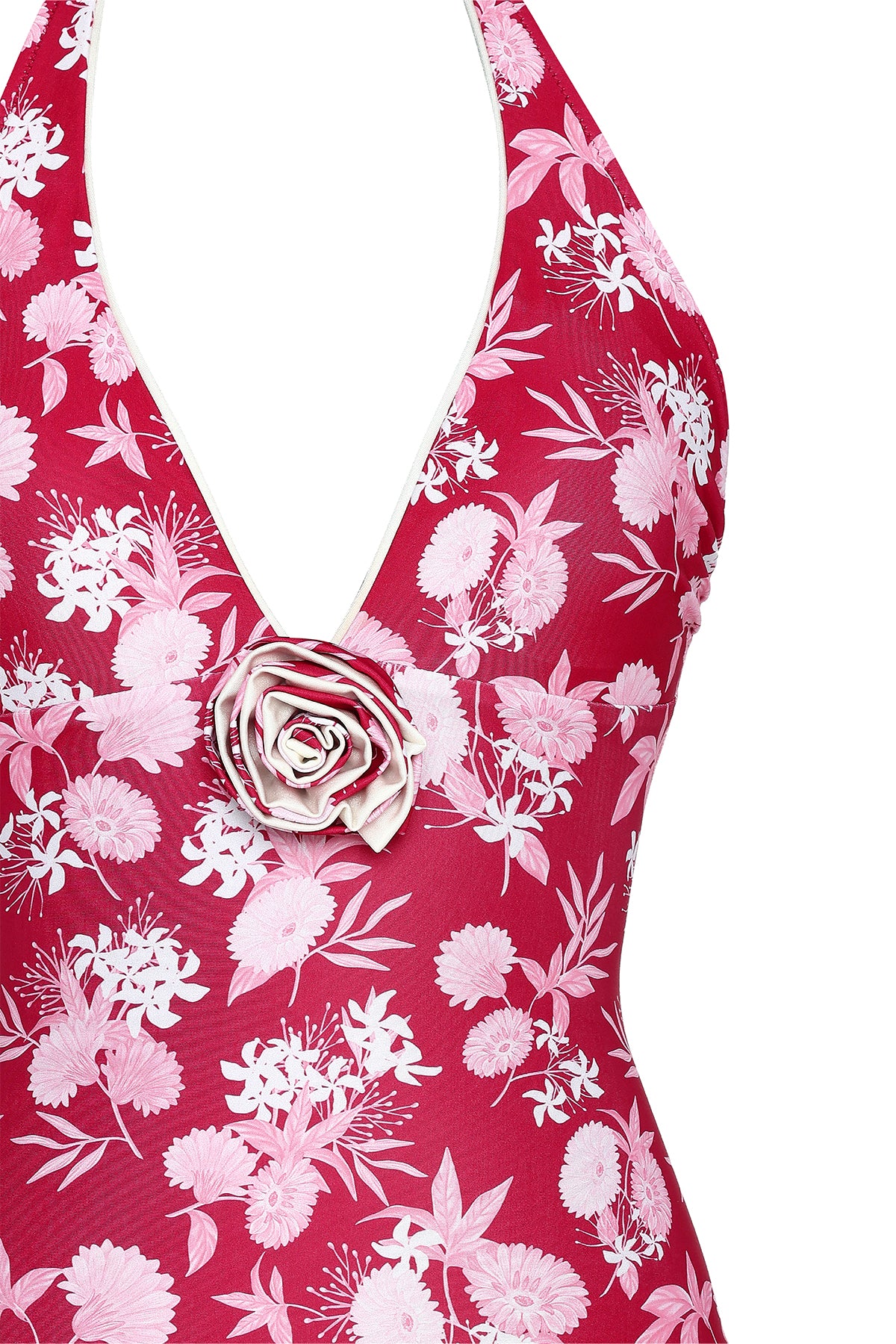 red floral swimsuit