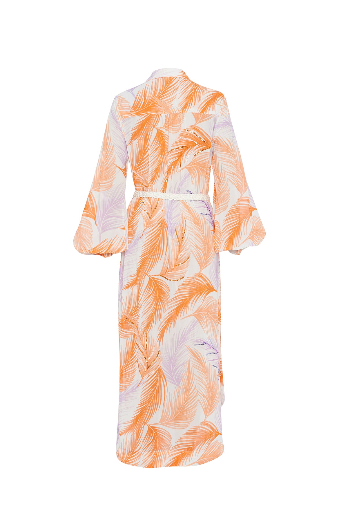 lilac and rust palm dress