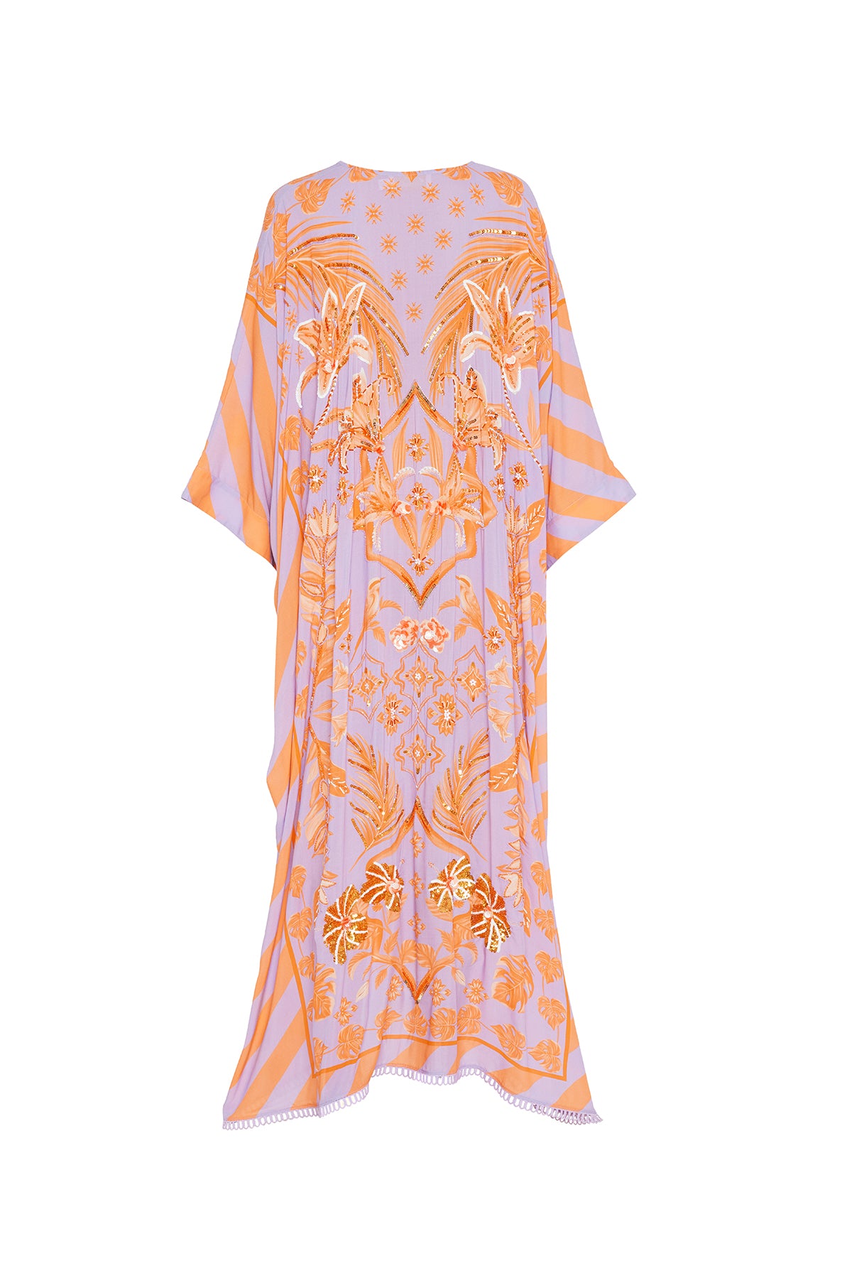 lilac and rust palm kaftan