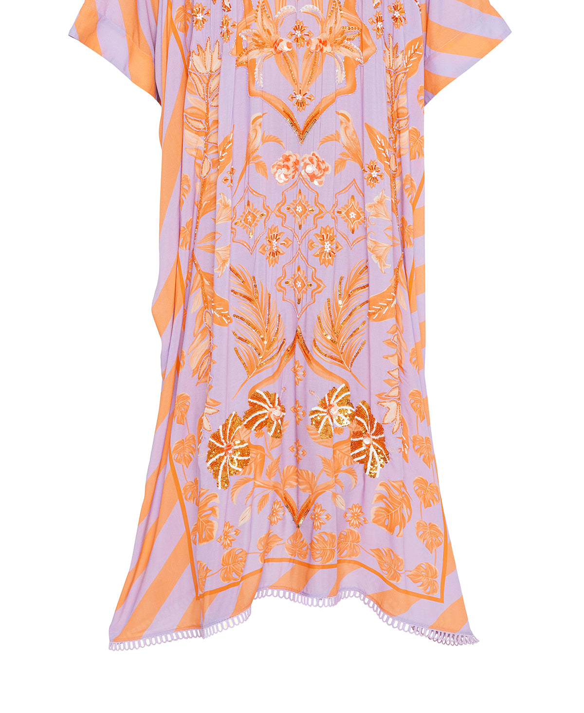 lilac and rust palm kaftan