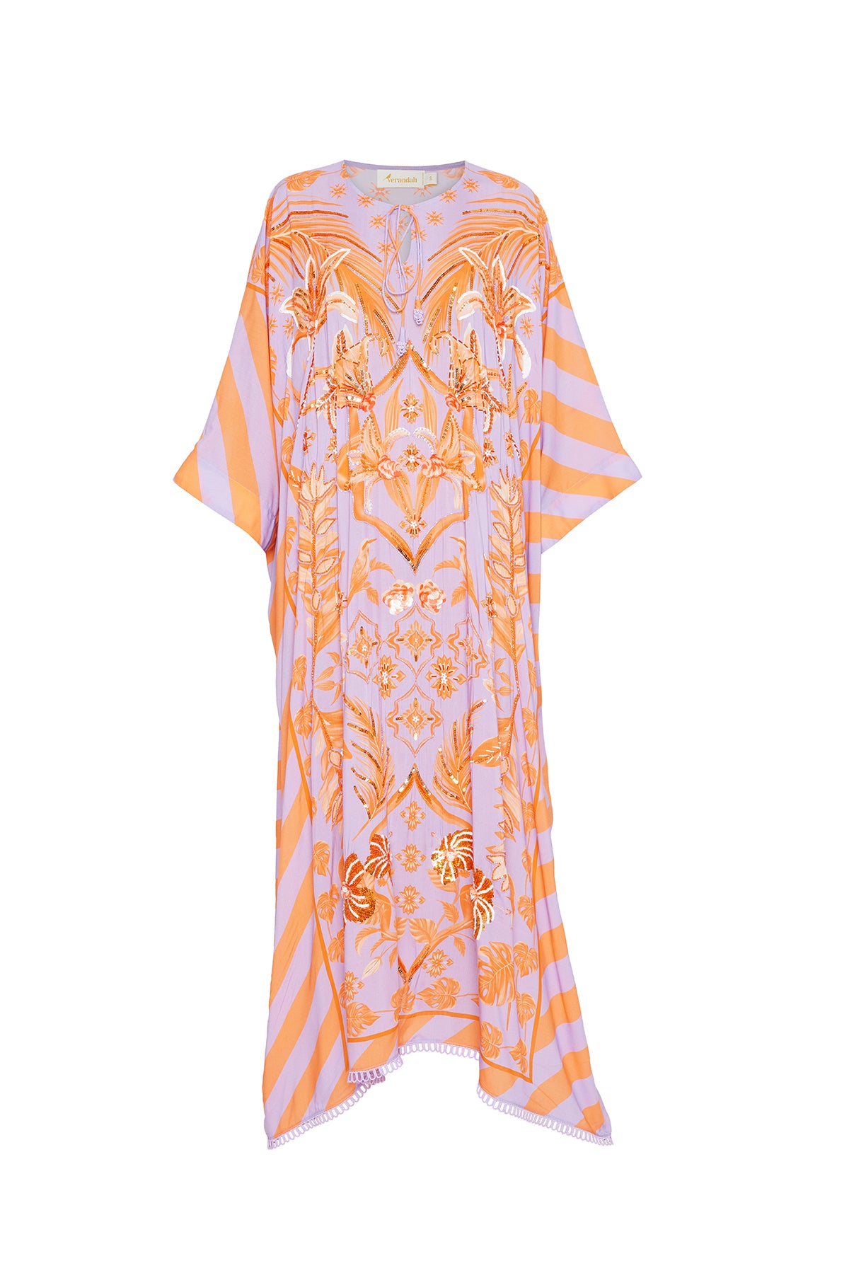 lilac and rust palm kaftan