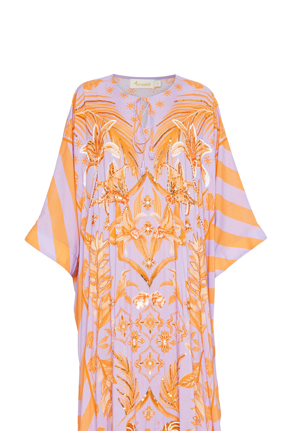 lilac and rust palm kaftan