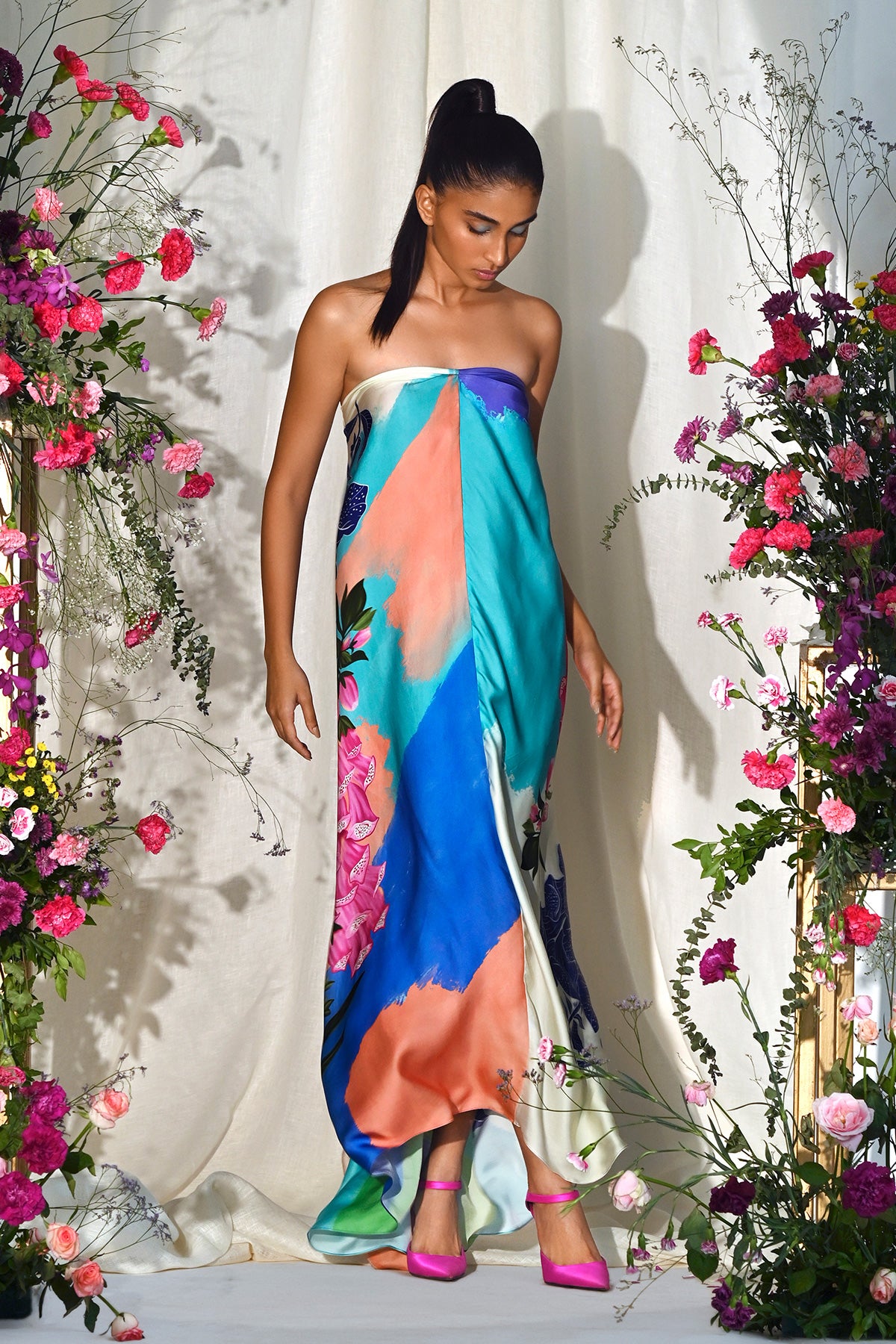 multicolour foxgloves gown