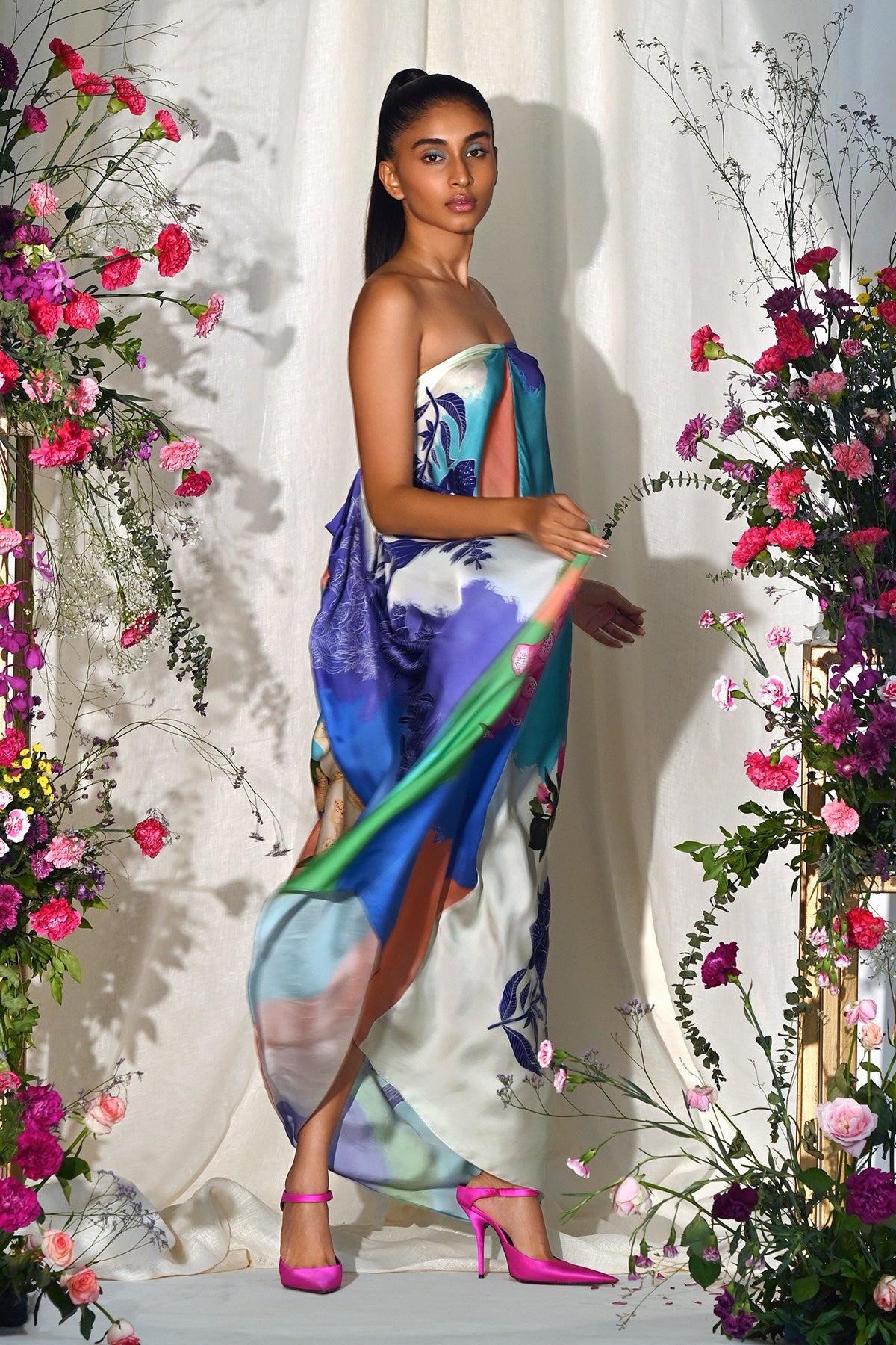 multicolour foxgloves gown