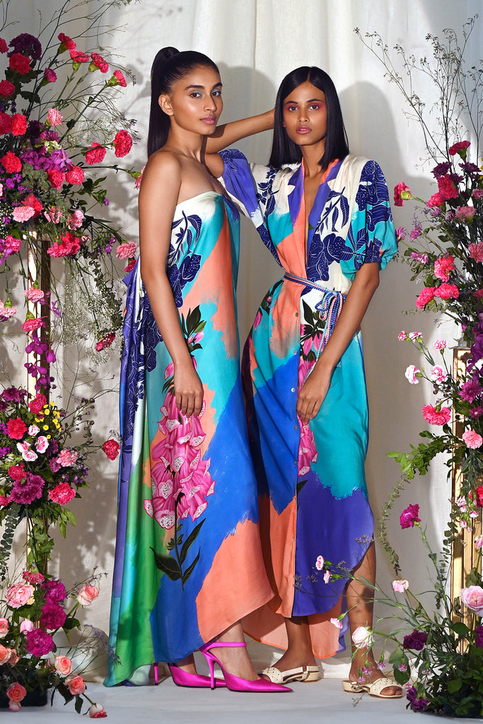 multicolour foxgloves gown