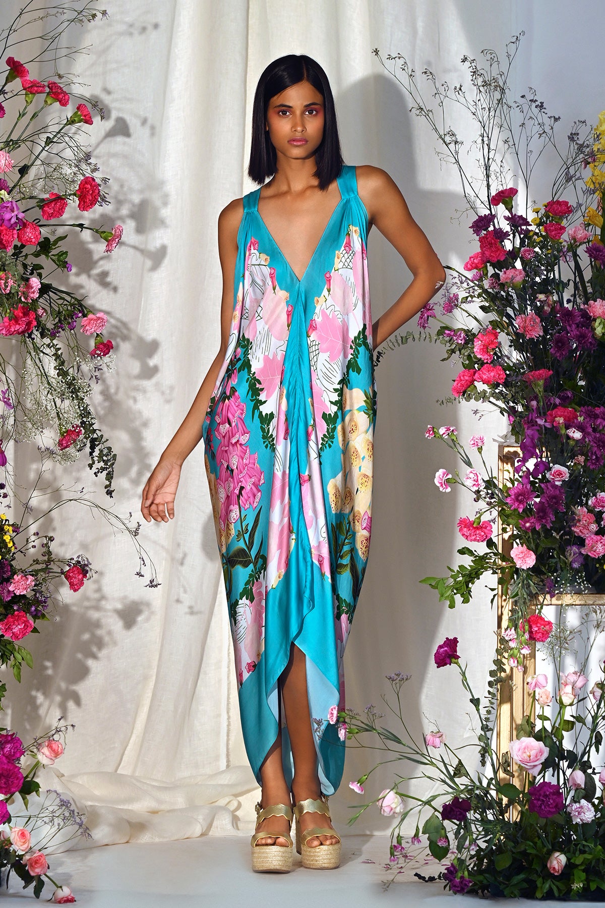 aqua foxgloves dress