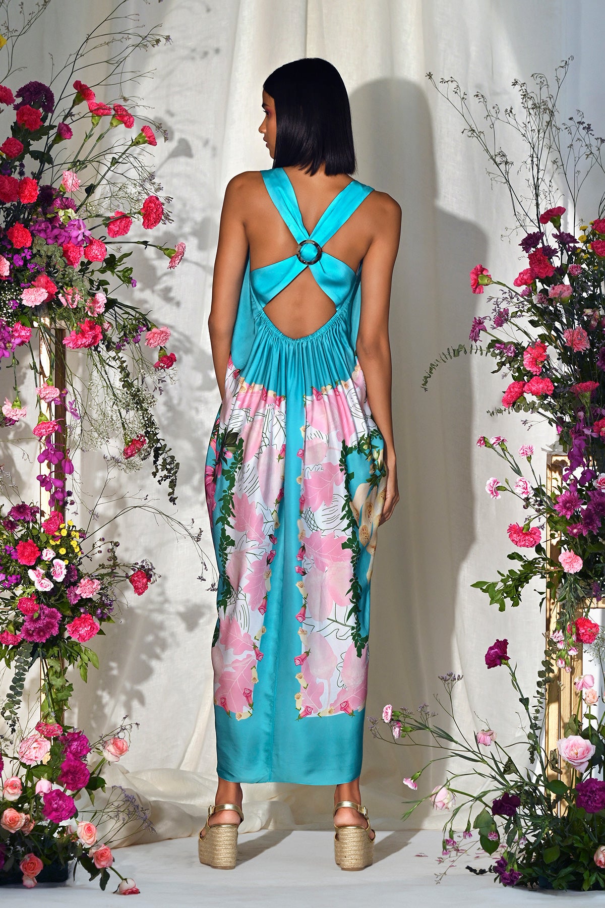 aqua foxgloves dress