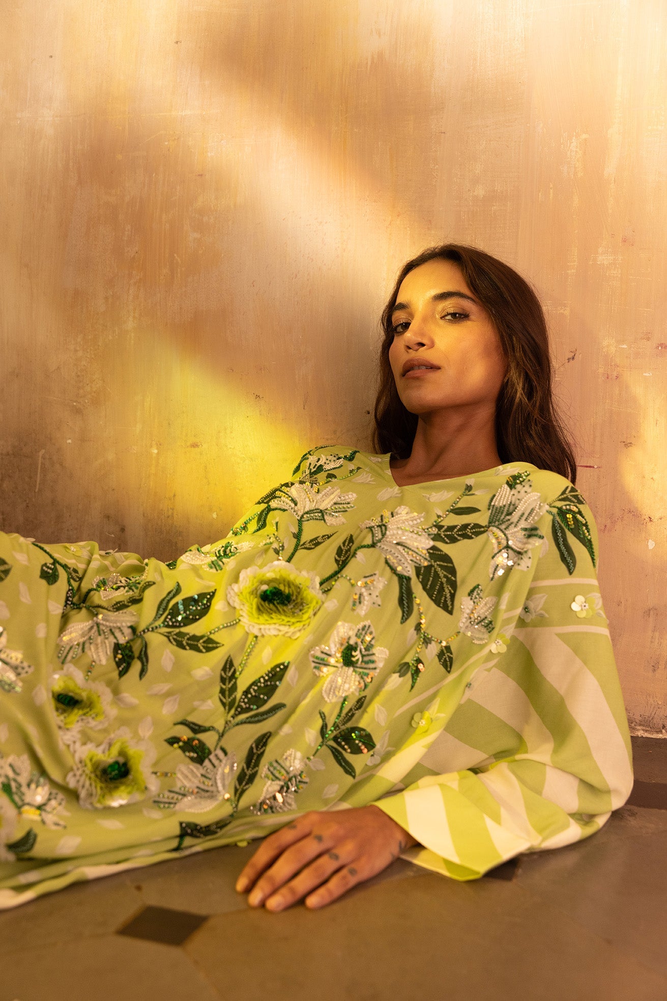 Hand Beaded Batwing Kaftan