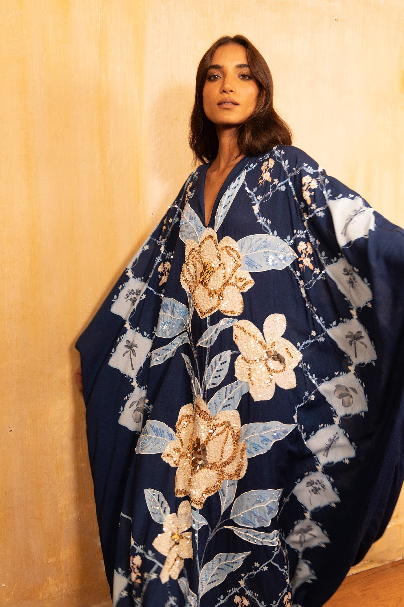 Hand Beaded Susheela Kaftan Dress