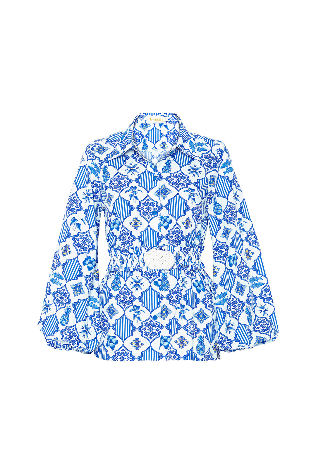 Belted Blouson Cotton Shirt