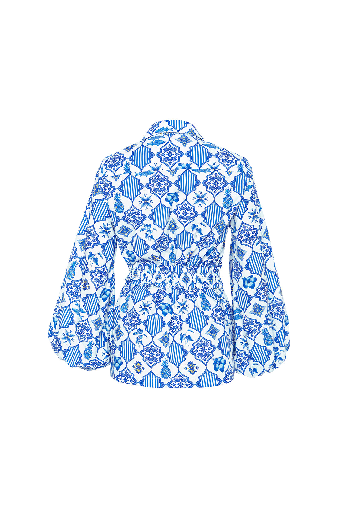 Belted Blouson Cotton Shirt