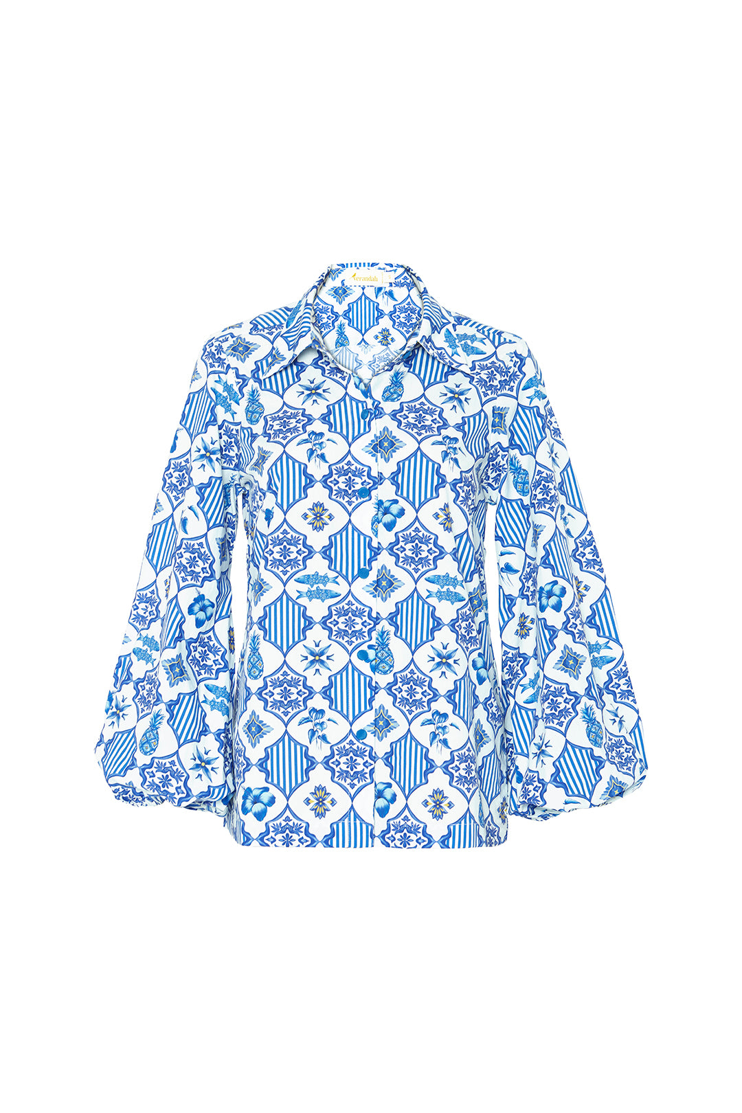 Belted Blouson Cotton Shirt
