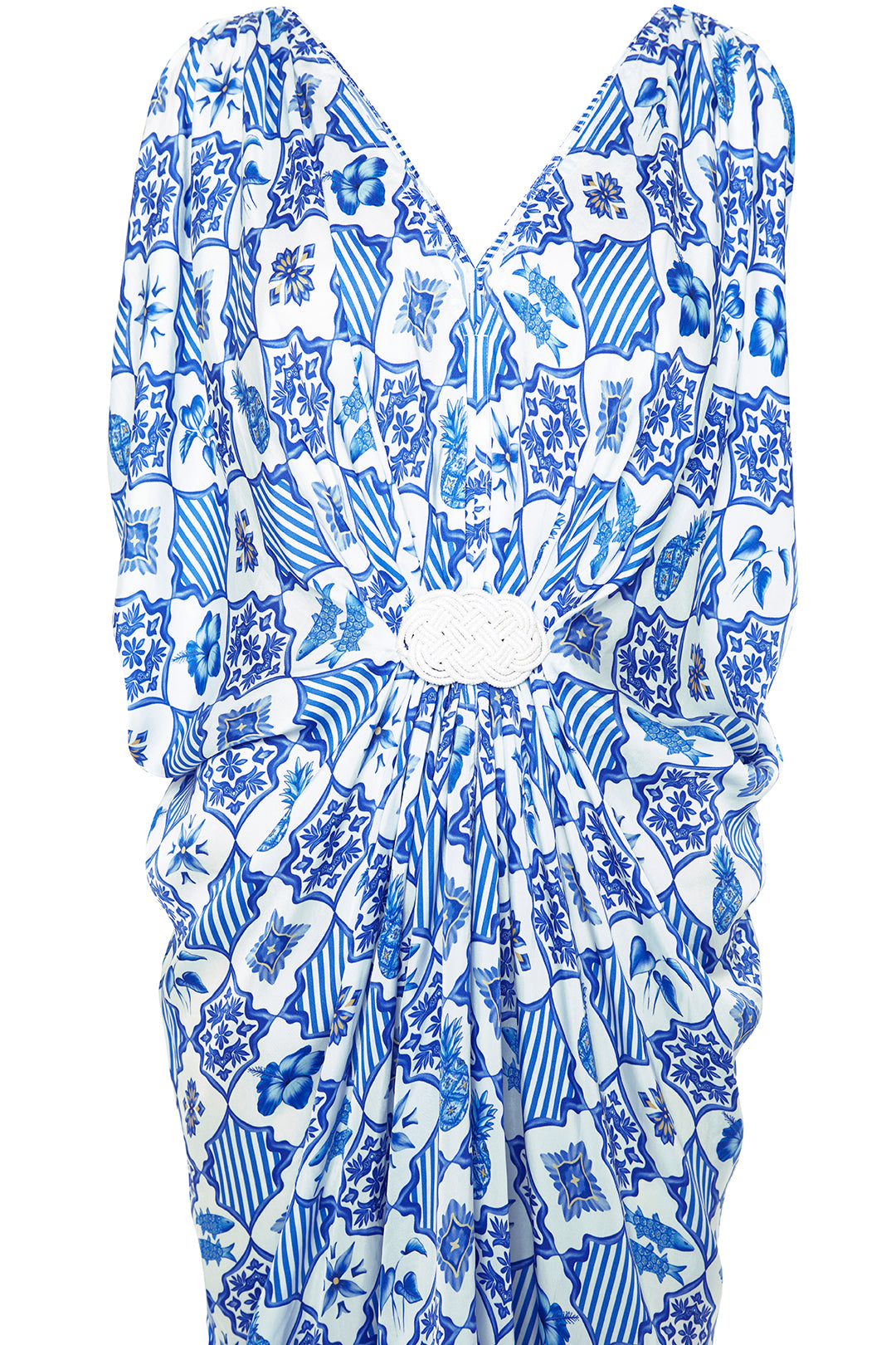 Draped Kaftan Mini Dress