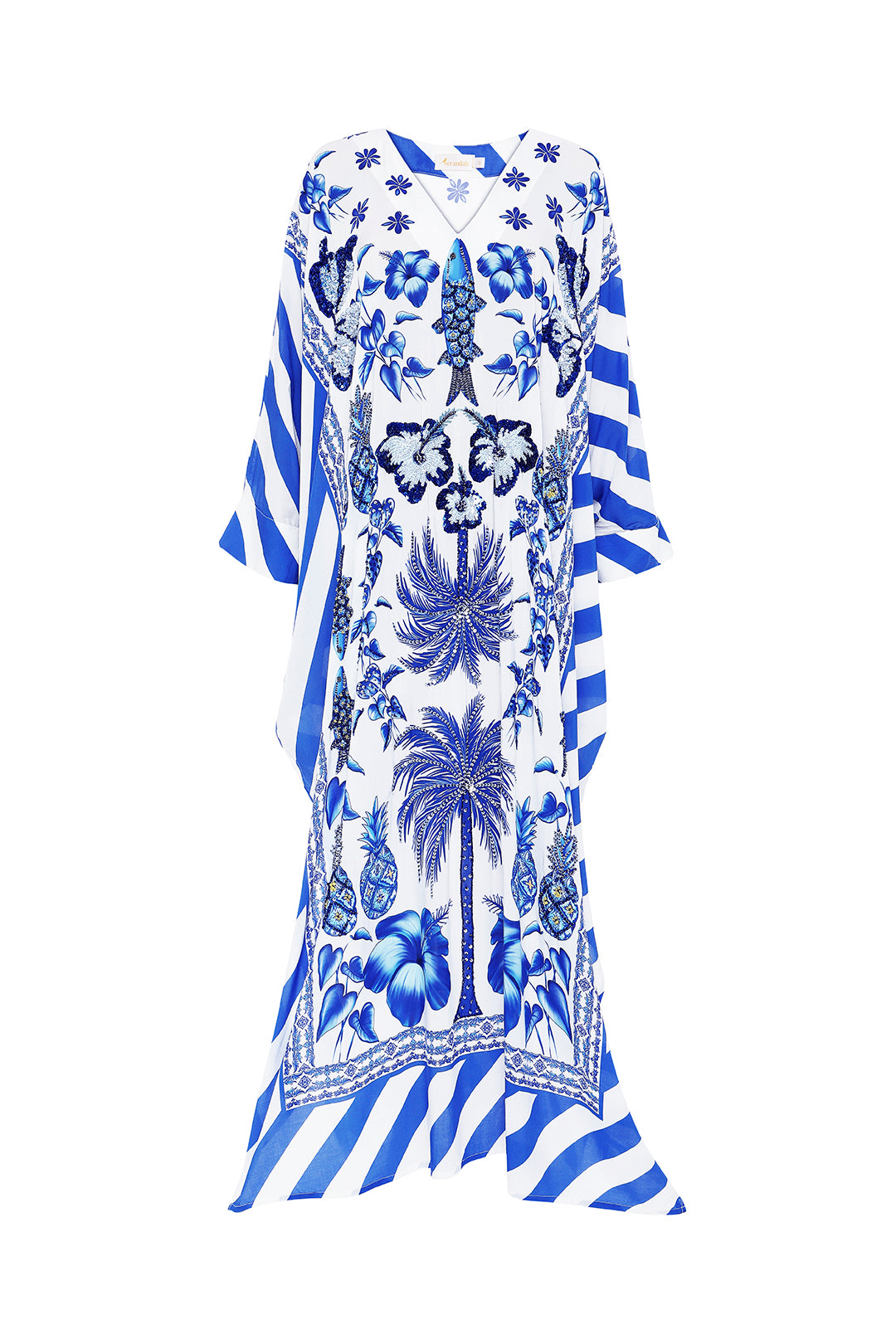 Hand Beaded Azulejos Kaftan