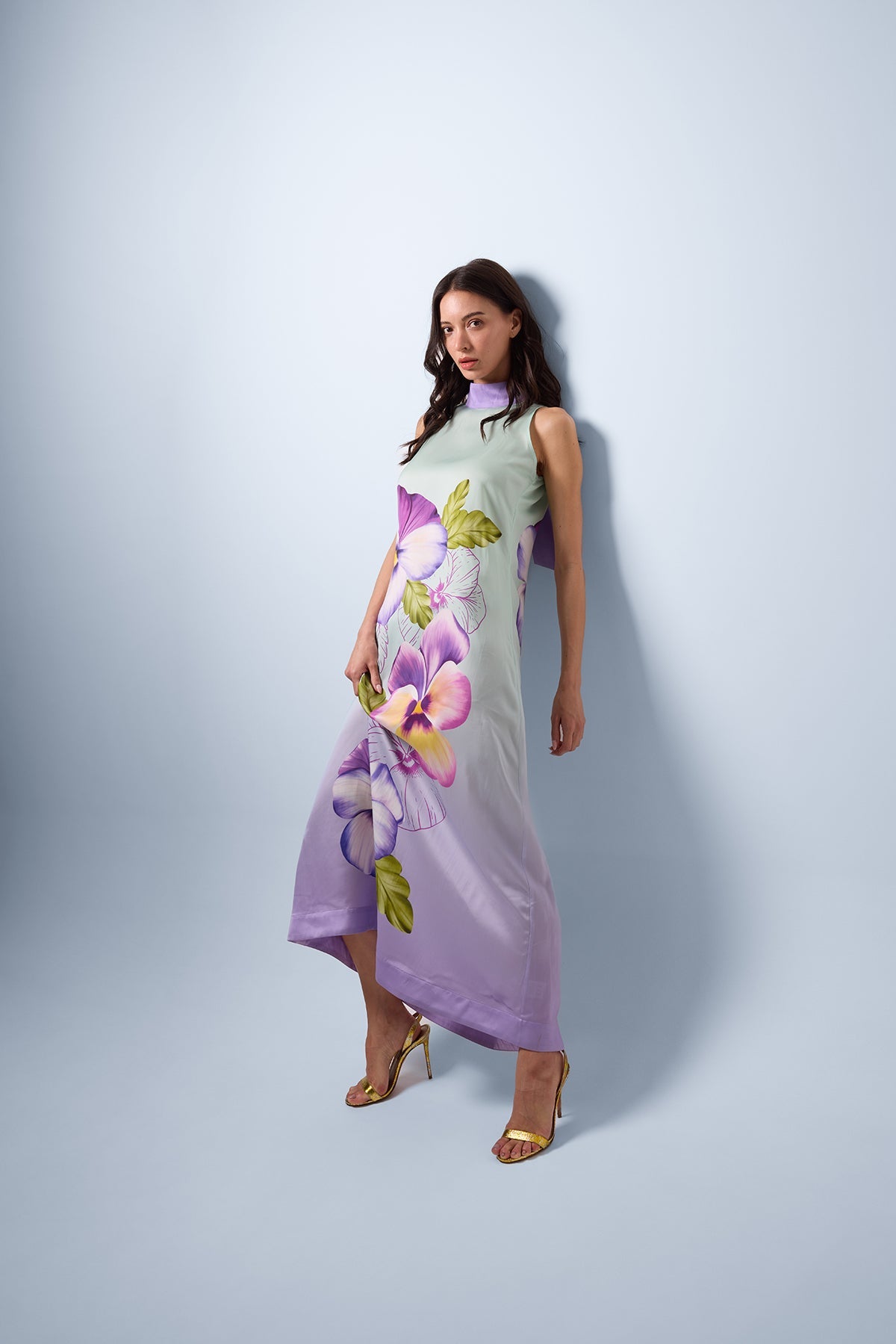Tie-back Ombre Floral Dress