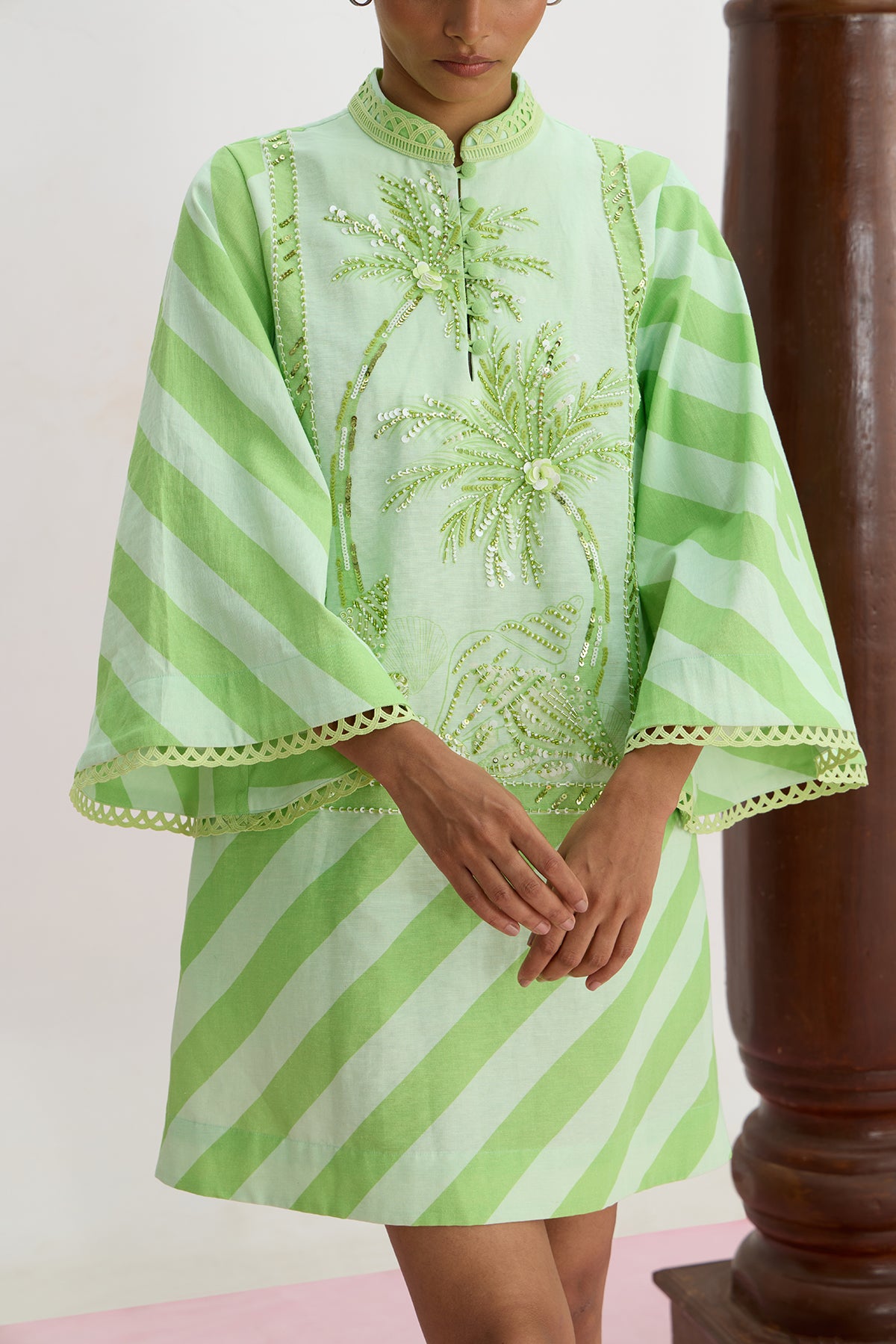 Hand Beaded Mini Kaftan Dress