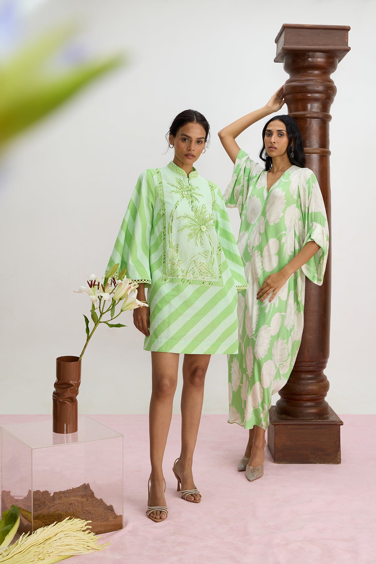 Hand Beaded Mini Kaftan Dress