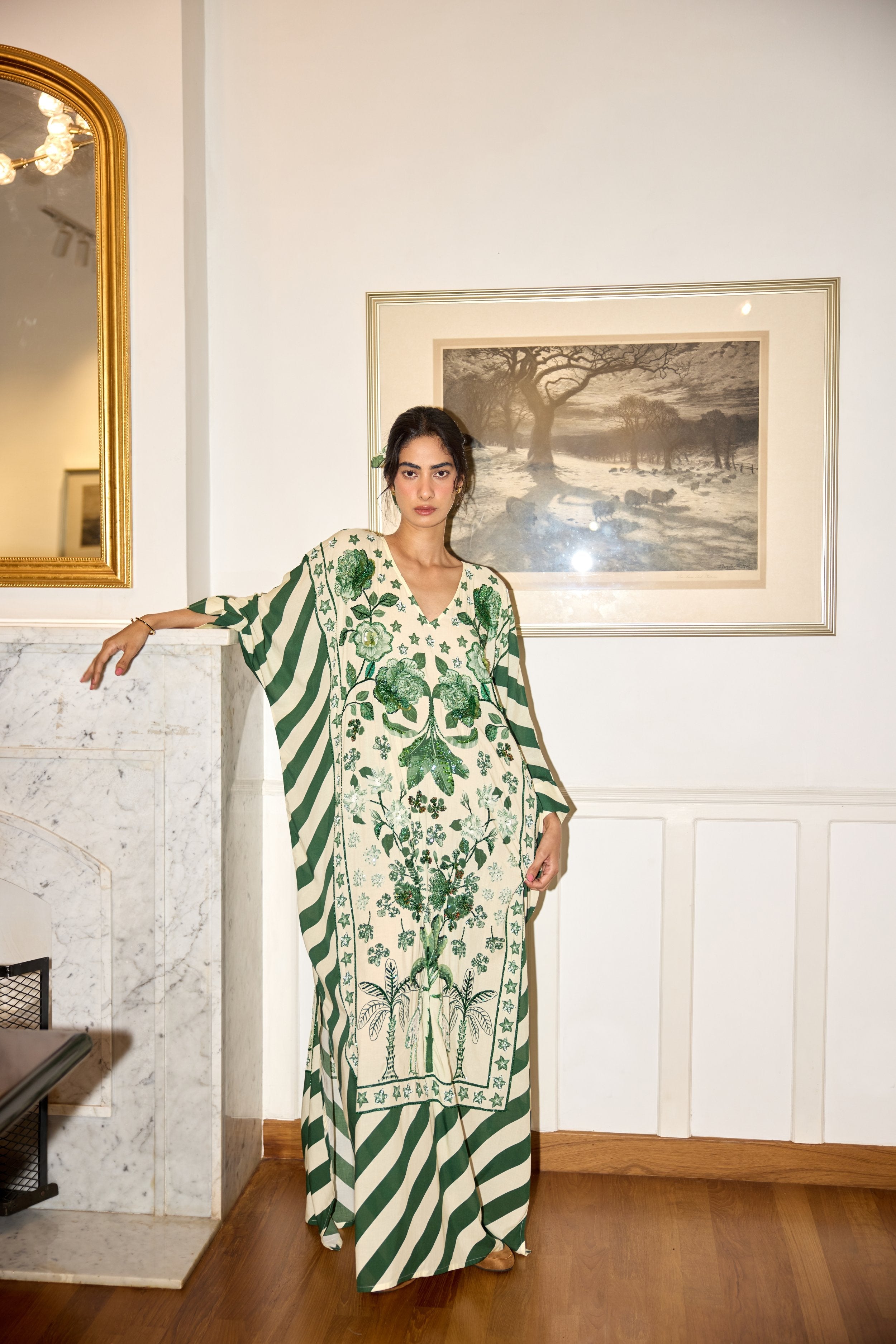 Hand Beaded Batwing Kaftan