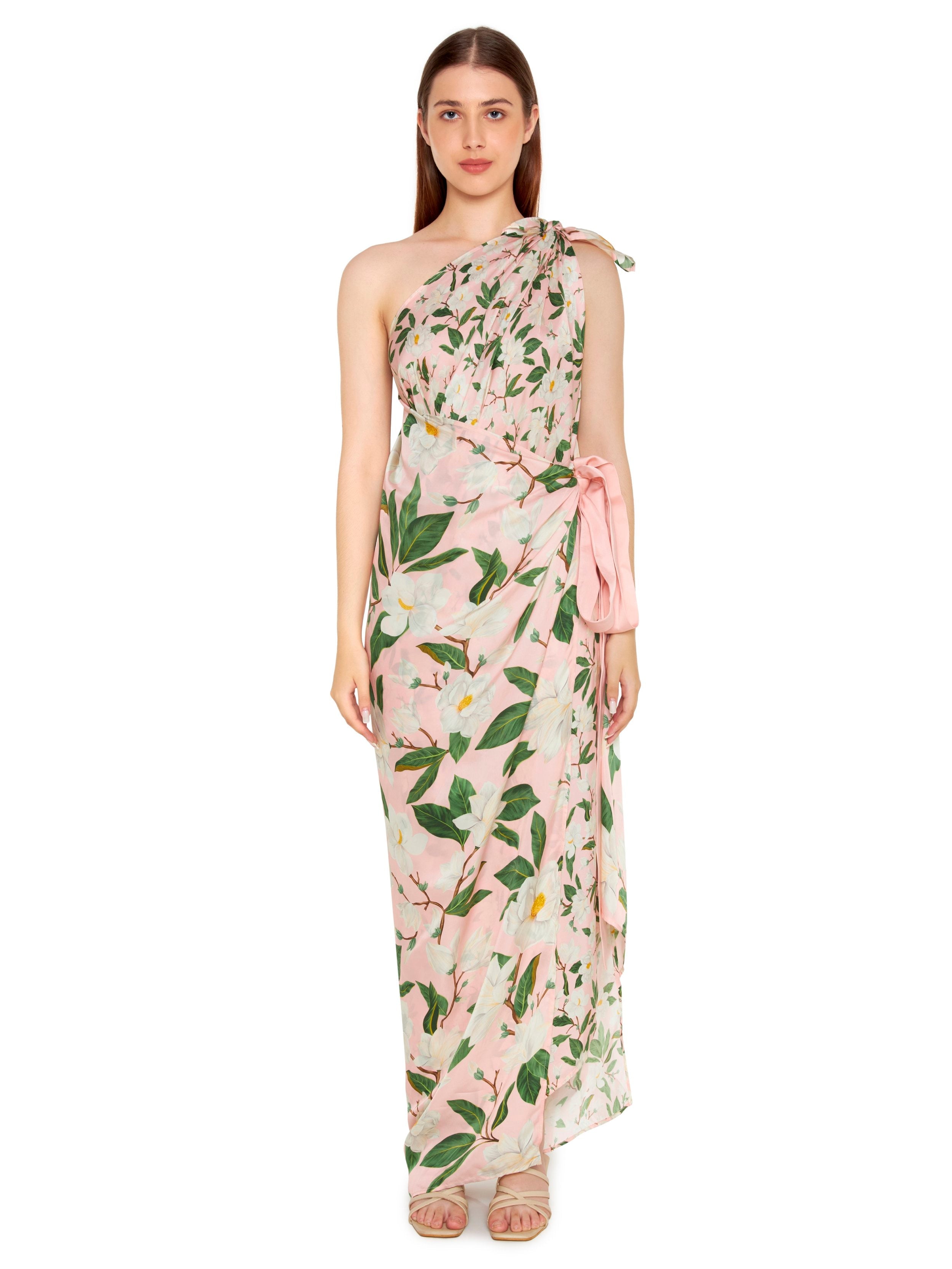 One Shoulder Wrap Maxi