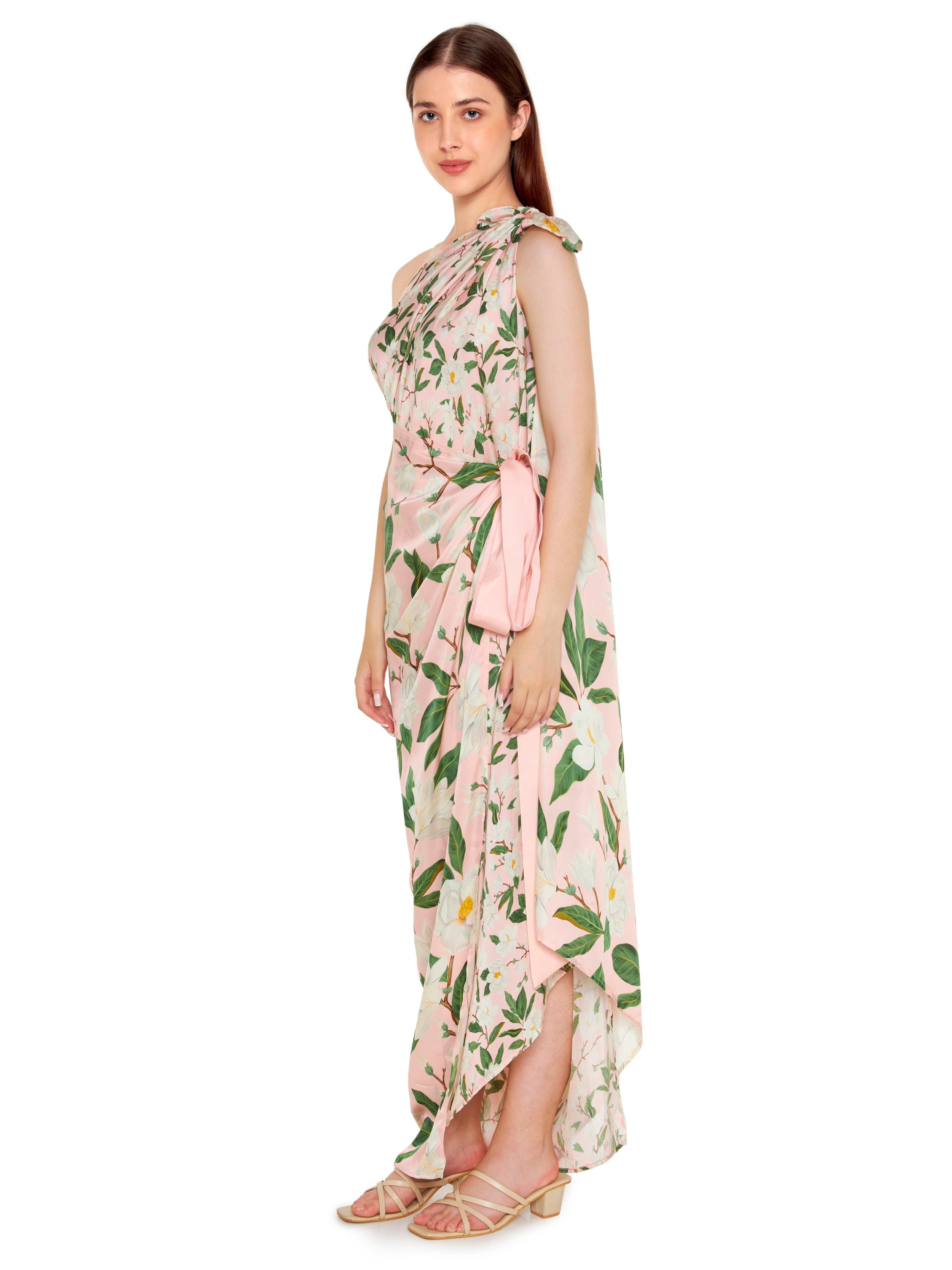 One Shoulder Wrap Maxi