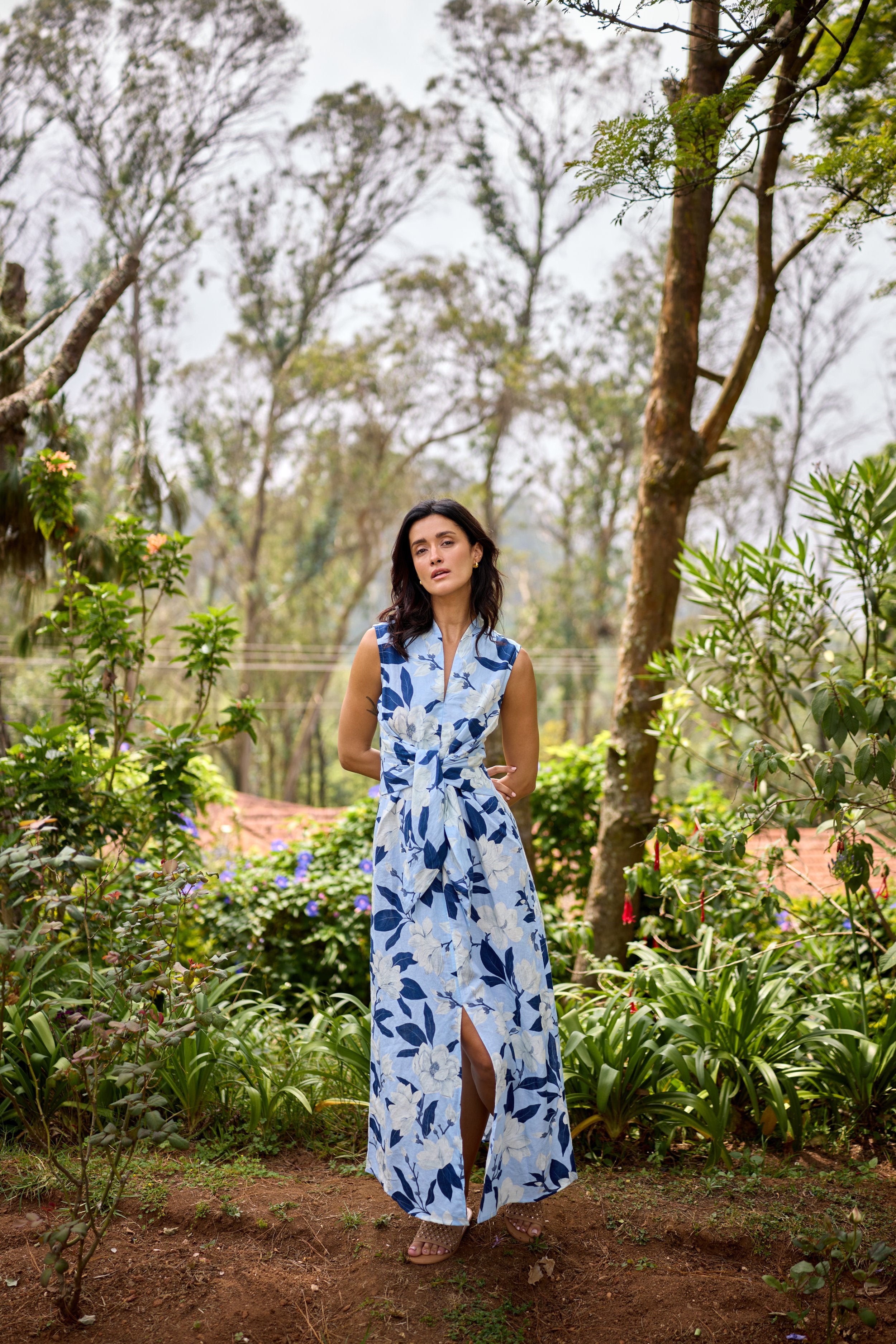 Hand Draped Linen Day Dress