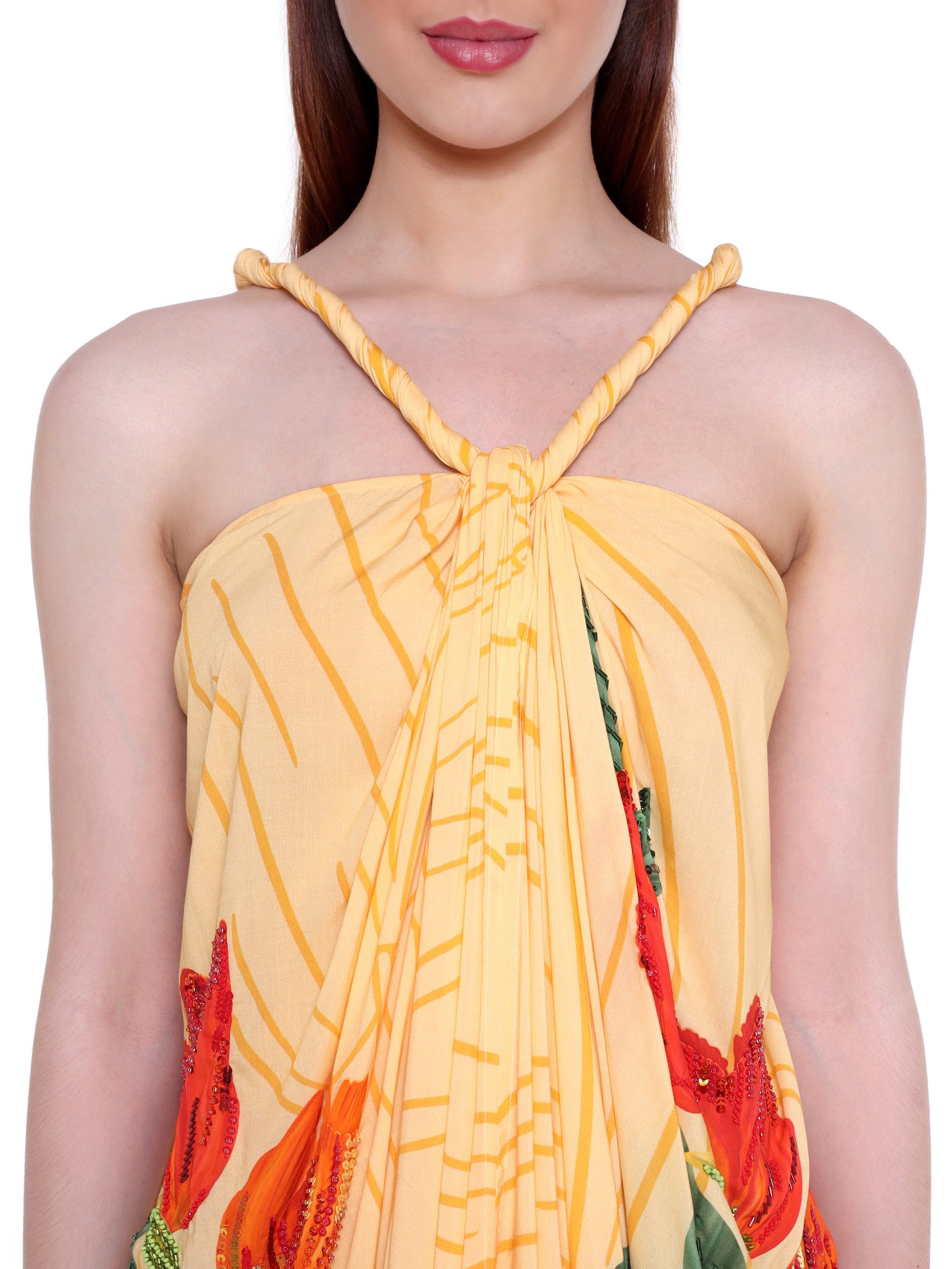 Hand Beaded Tulip Twisted Maxi