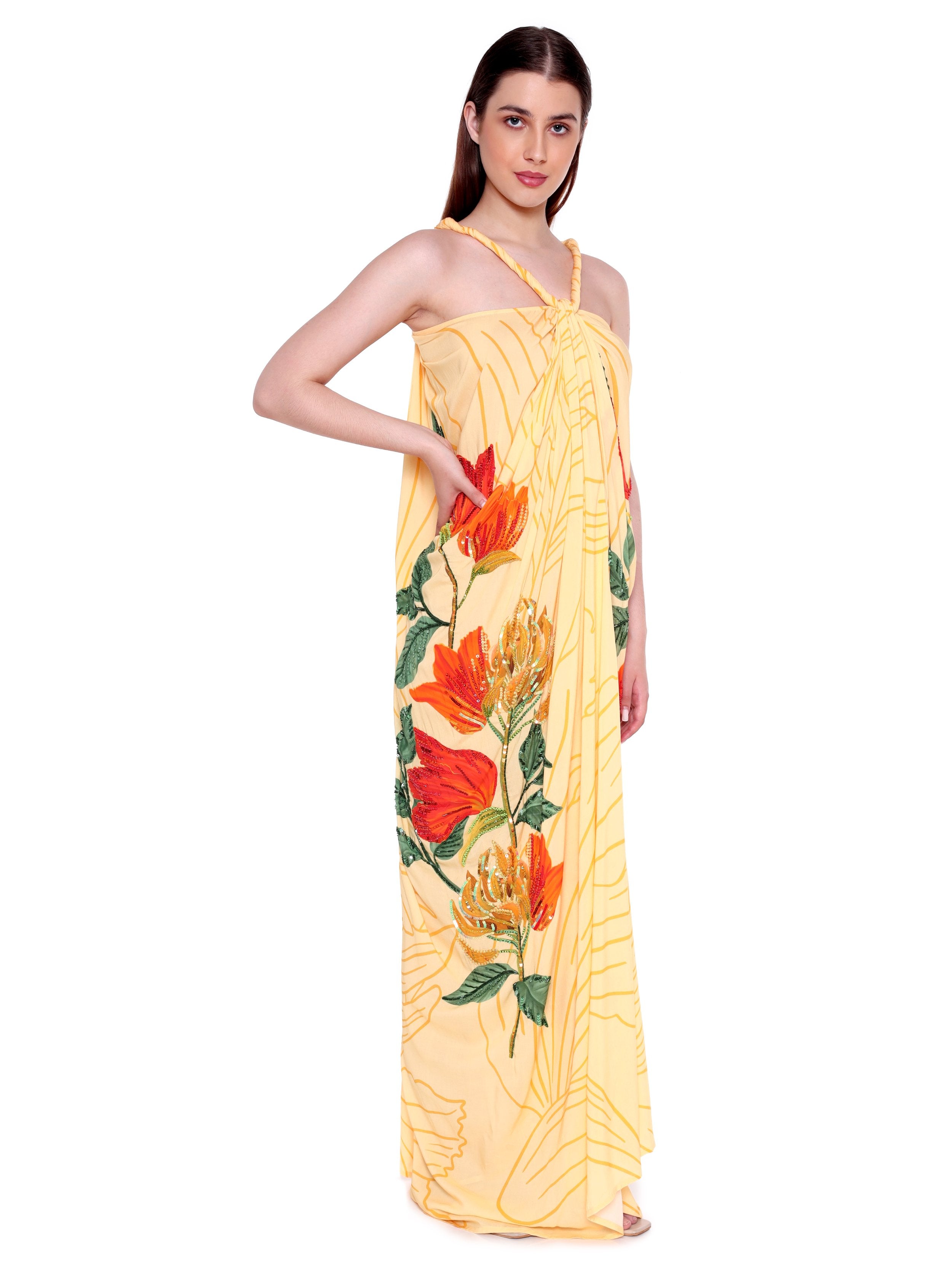 Hand Beaded Tulip Twisted Maxi